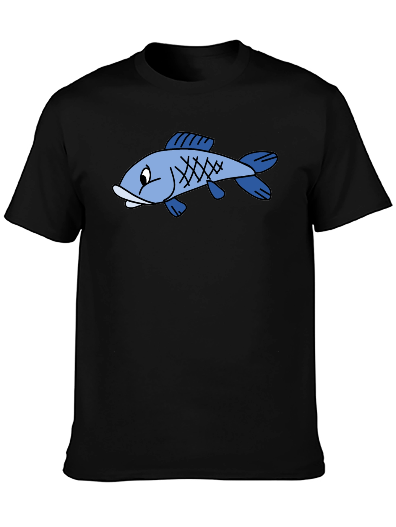 Funny Fish Graphic Tee - Black Cotton T-Shirt