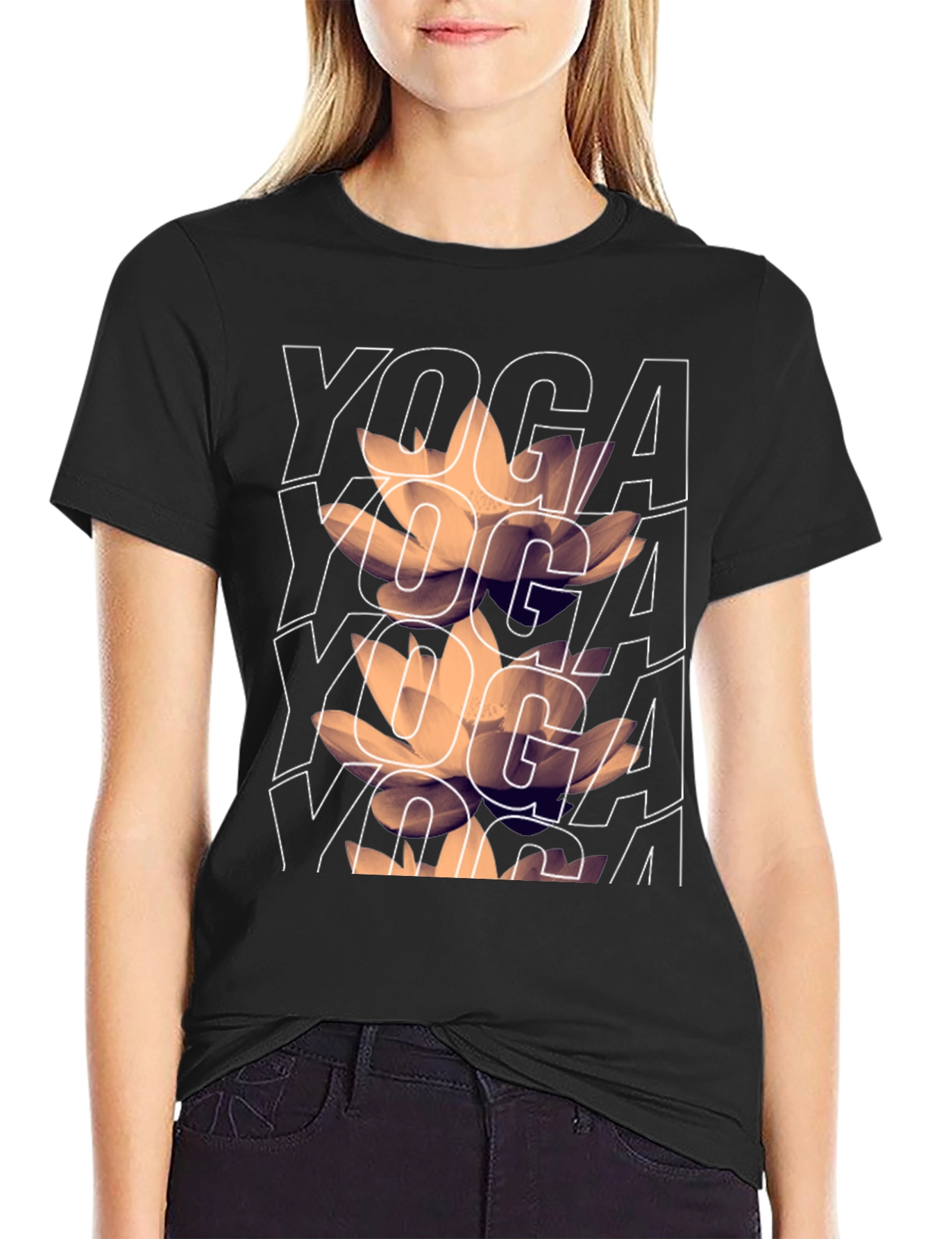 Yoga Lotus Graphic Tee - Mens Black T-Shirt