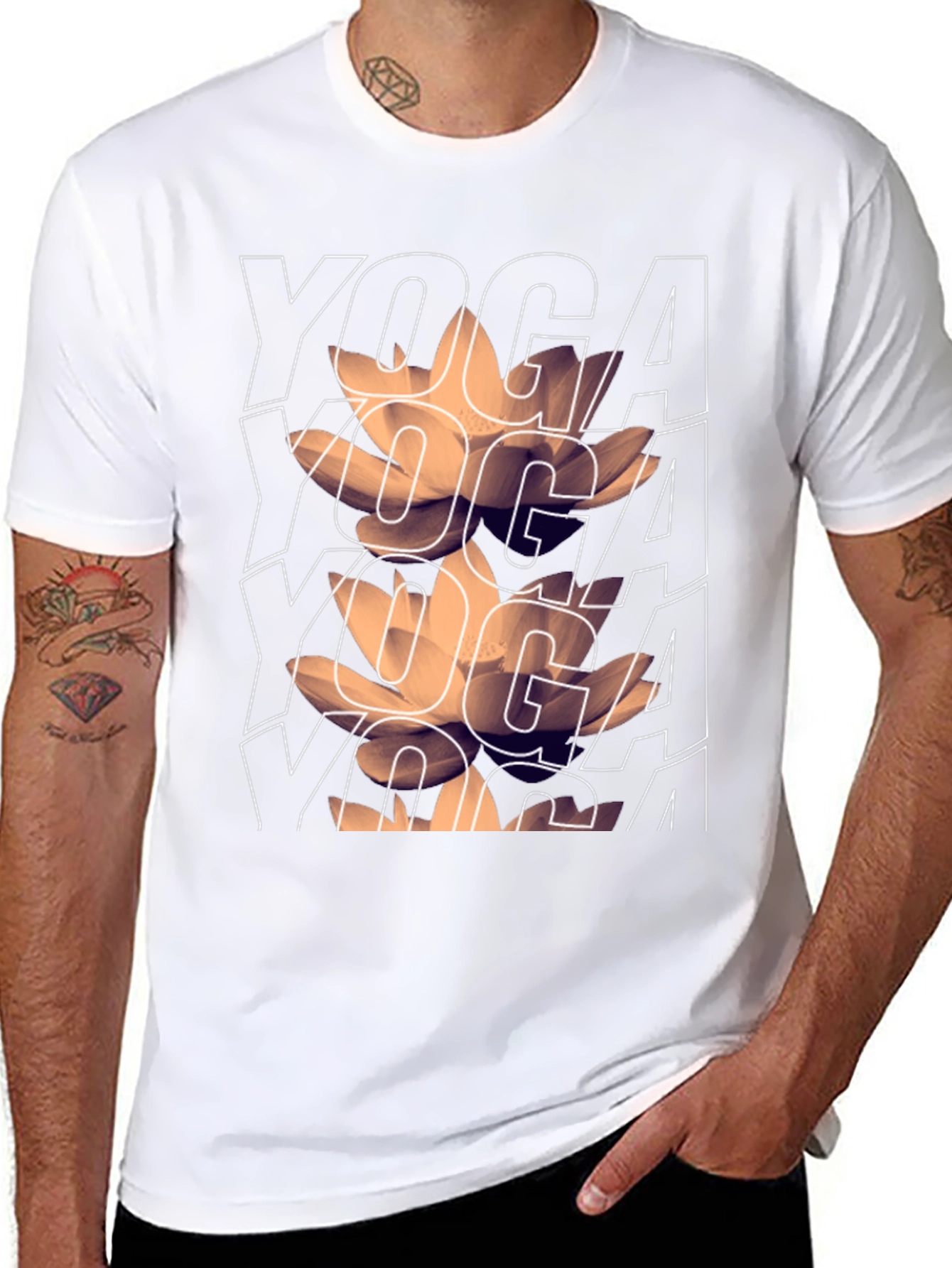 Yoga Lotus Graphic Tee - Mens Black T-Shirt