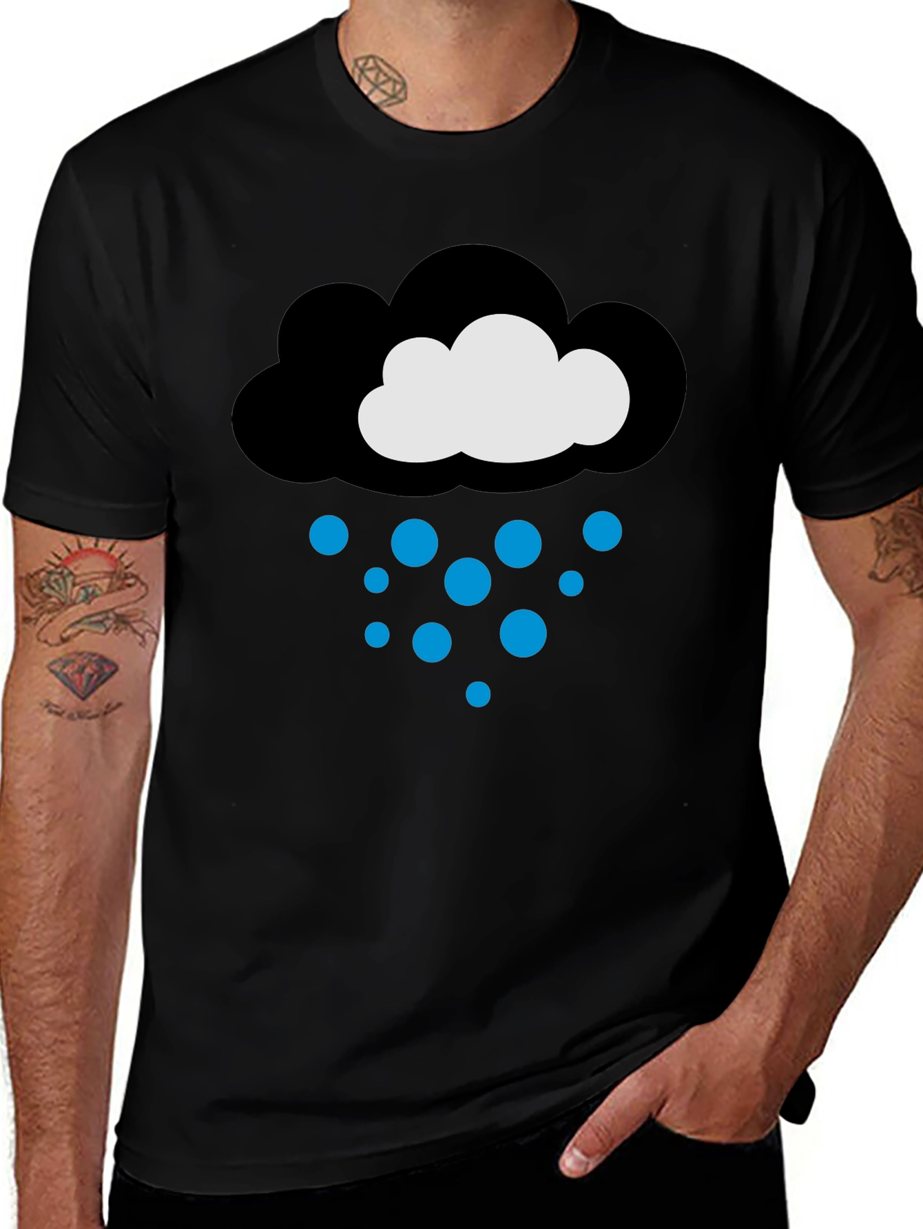 Rain Cloud Graphic T-Shirt - Black