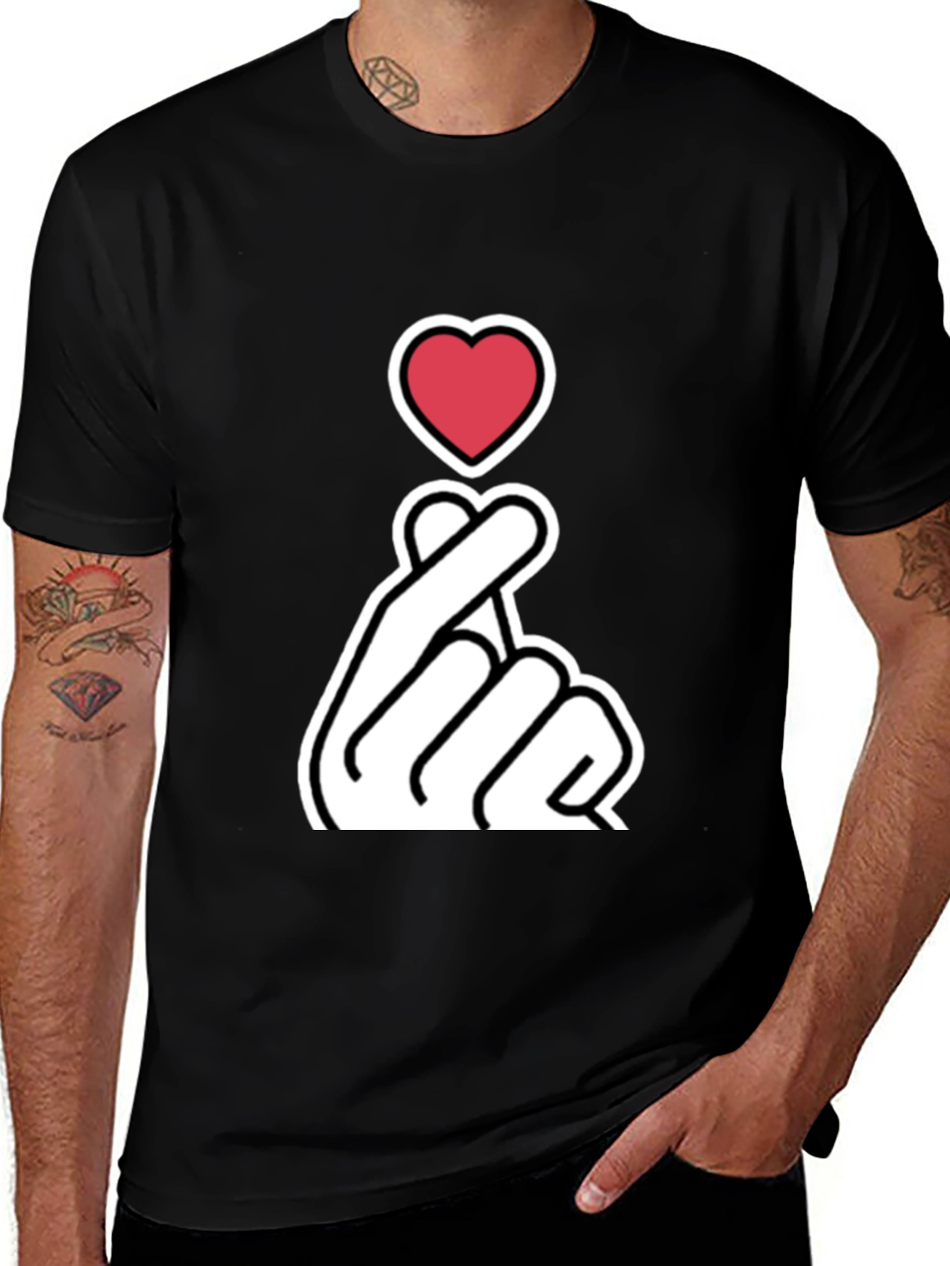Heart Finger Love Gesture Graphic T-Shirt