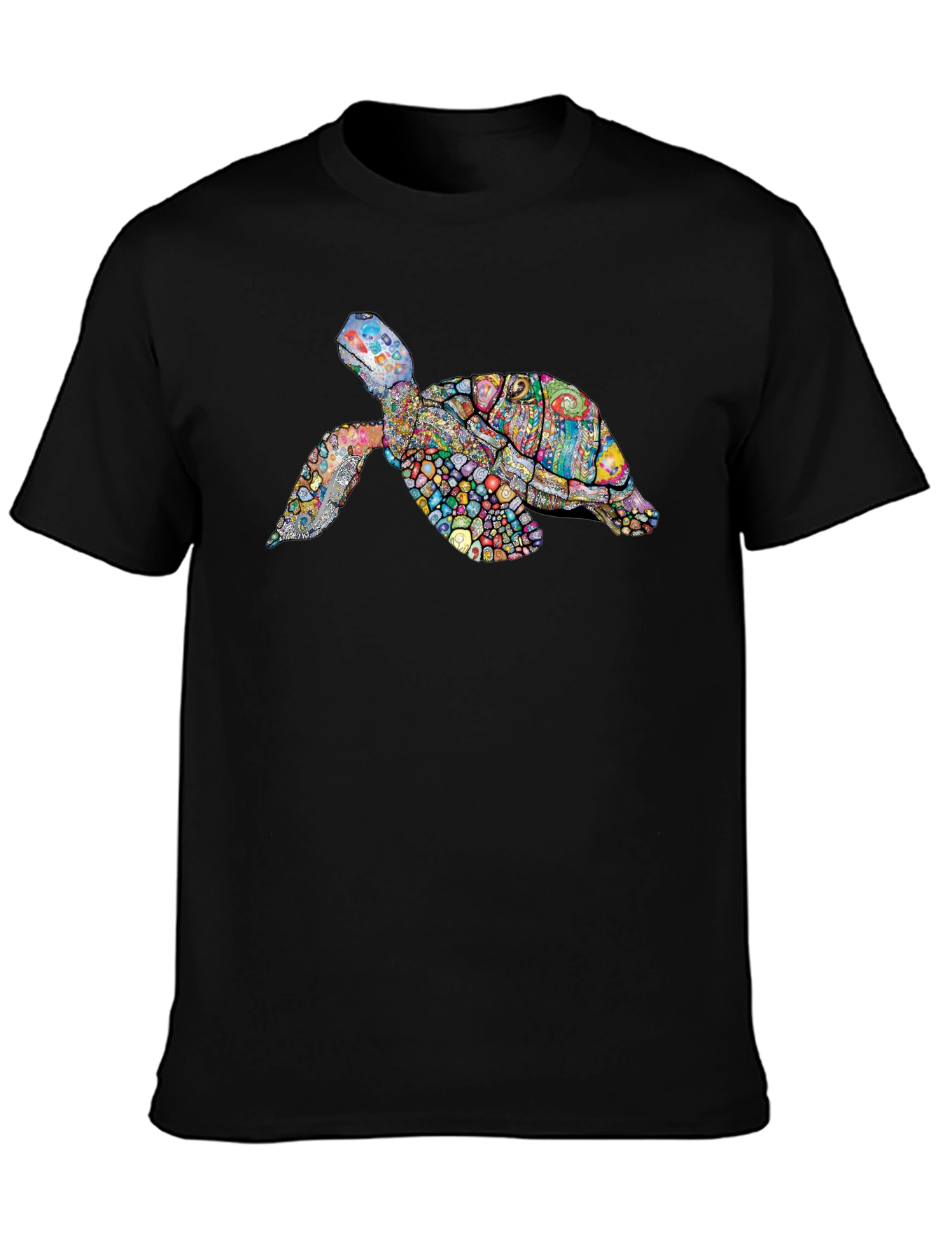Turtle Graphic Print Mens Tee - Black