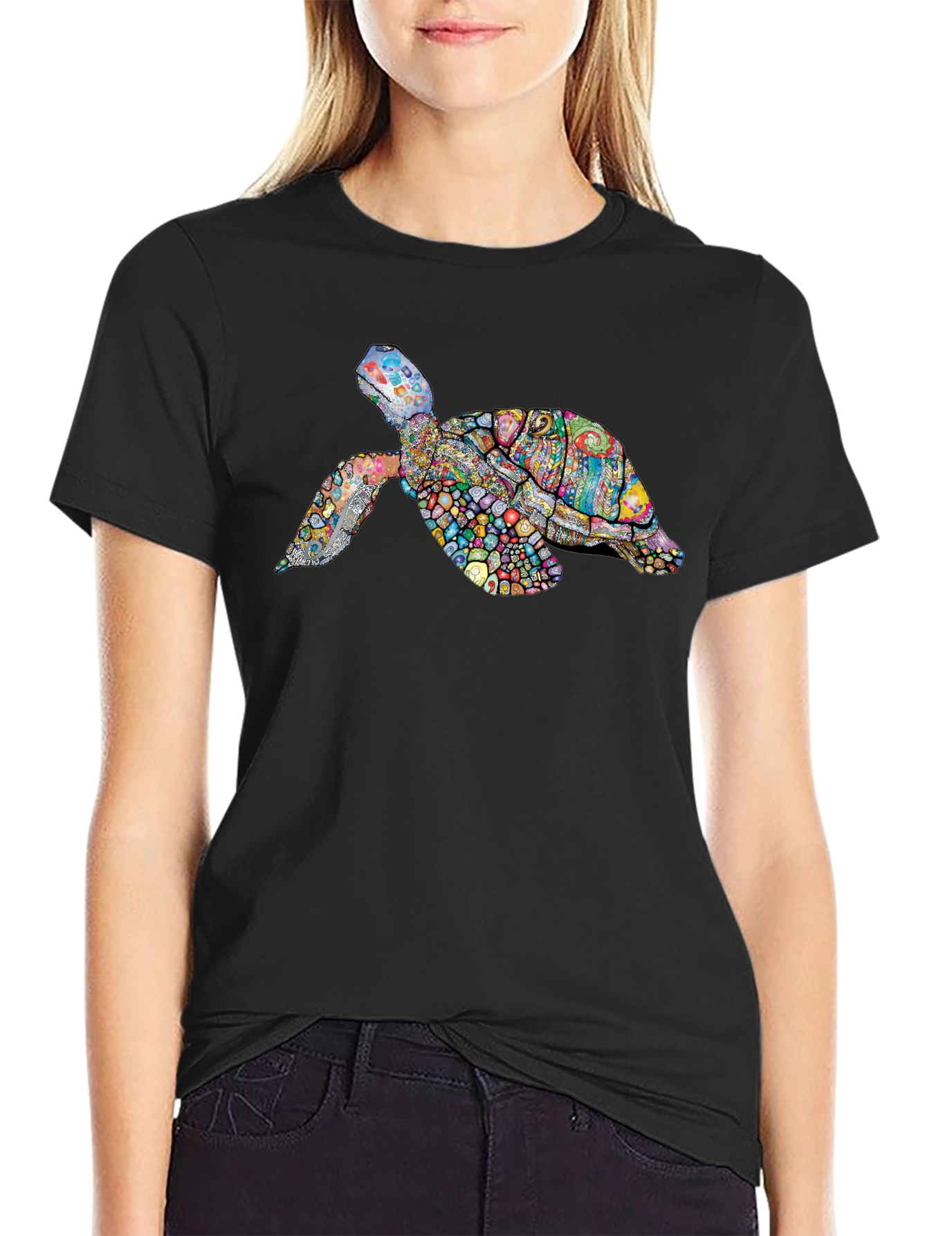 Turtle Graphic Print Mens Tee - Black