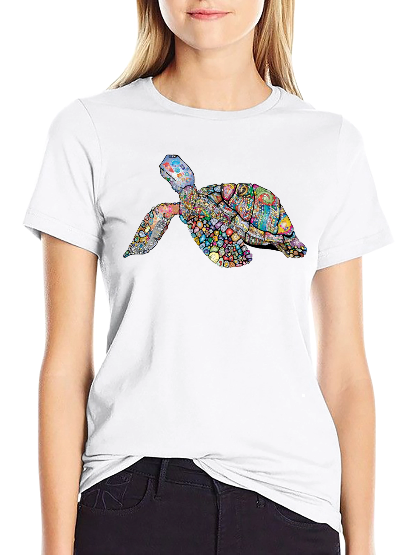 Turtle Graphic Print Mens Tee - Black