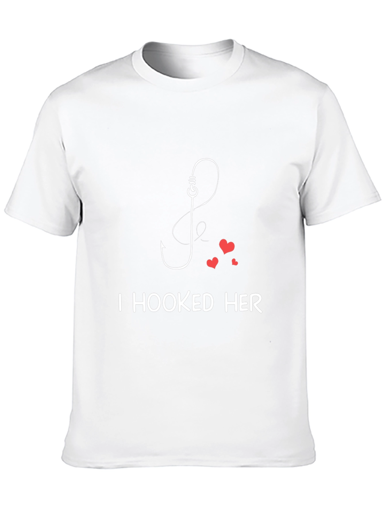 I Hooked Her Fishing Hook Valentines Day T-Shirt