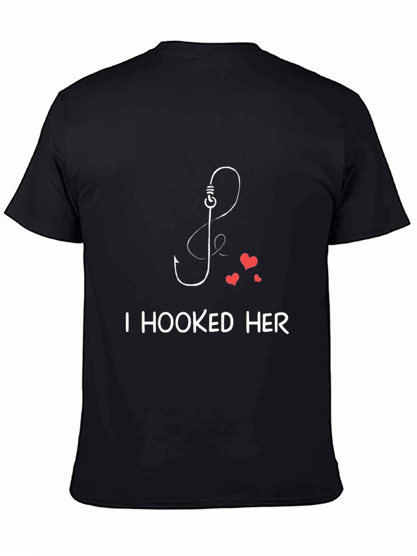 I Hooked Her Fishing Hook Valentines Day T-Shirt