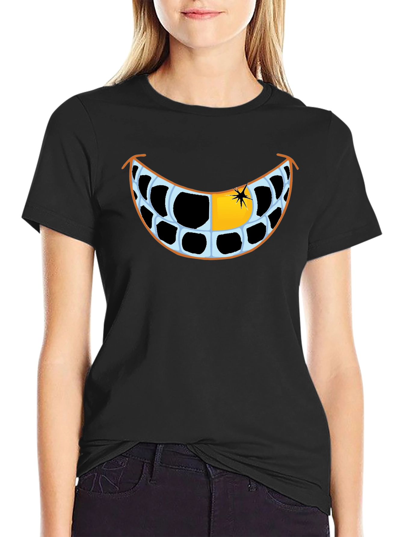 Funny Grinning Teeth Graphic T-Shirt