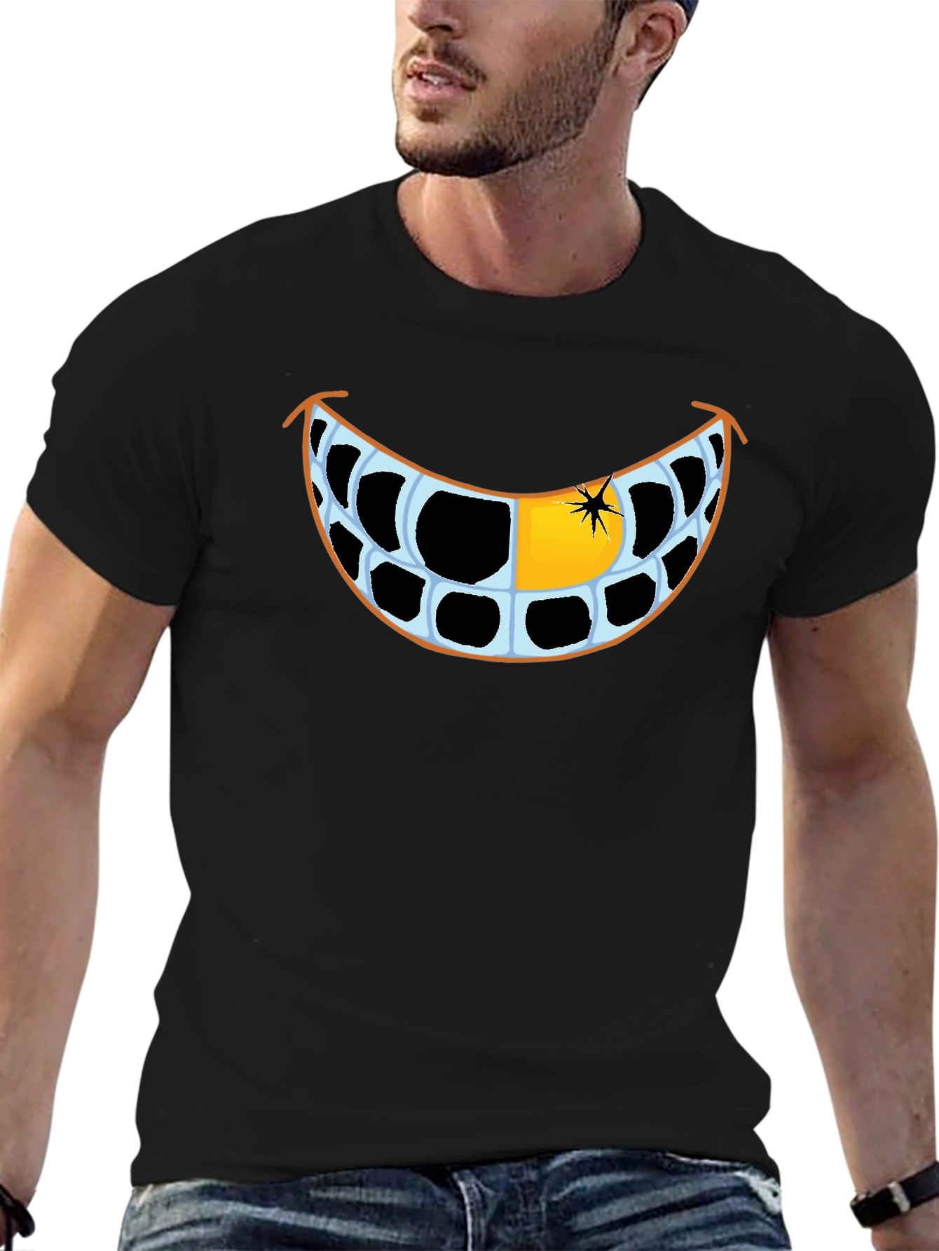 Funny Grinning Teeth Graphic T-Shirt