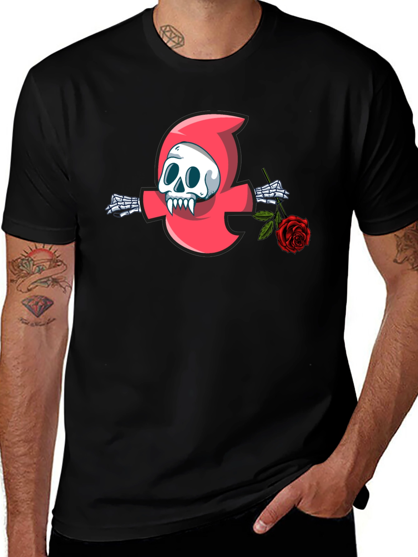 Grim Reaper Rose Graphic Tee - Mens Black T-Shirt