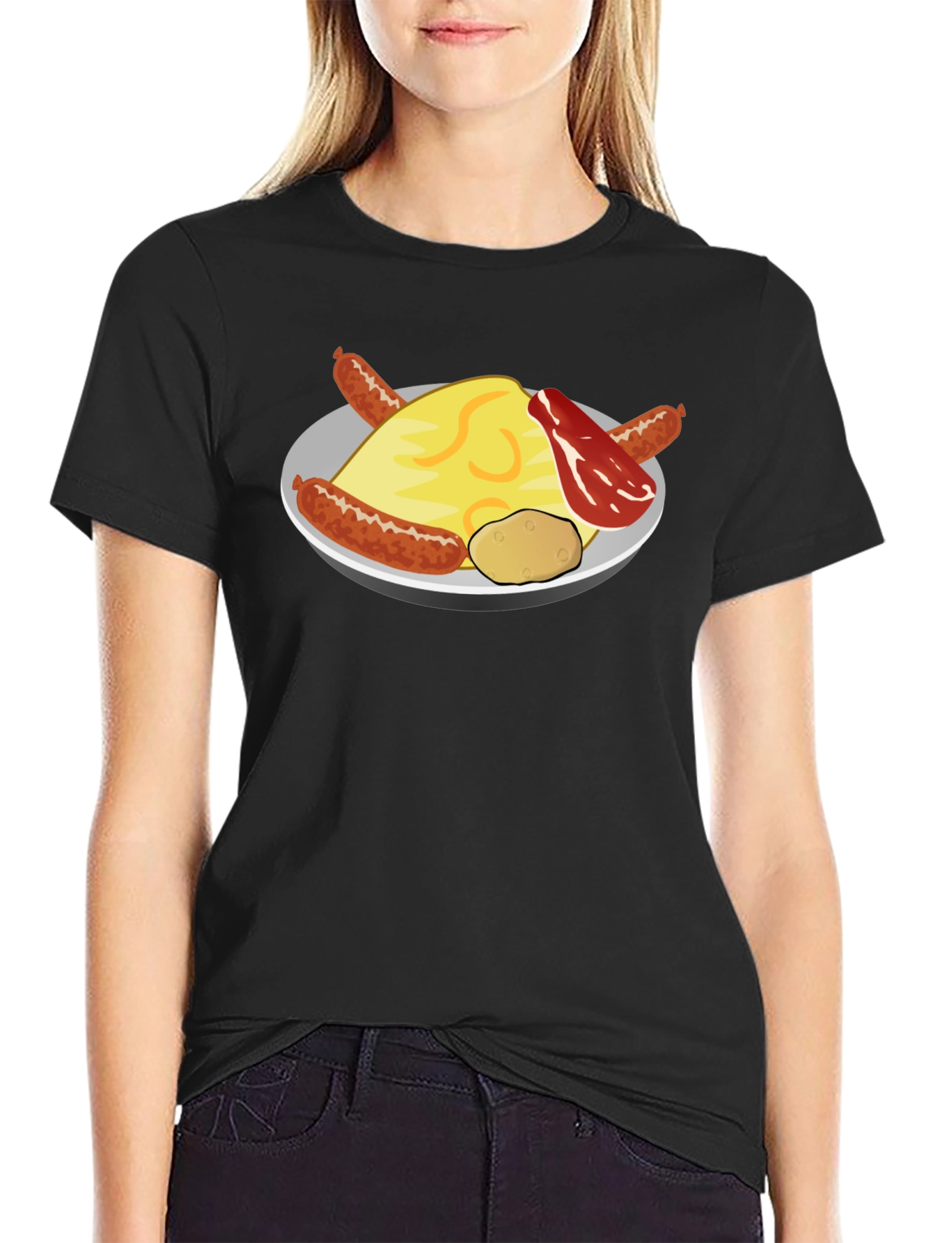 Breakfast Food Graphic T-Shirt - Sausage Bacon Egg Potato