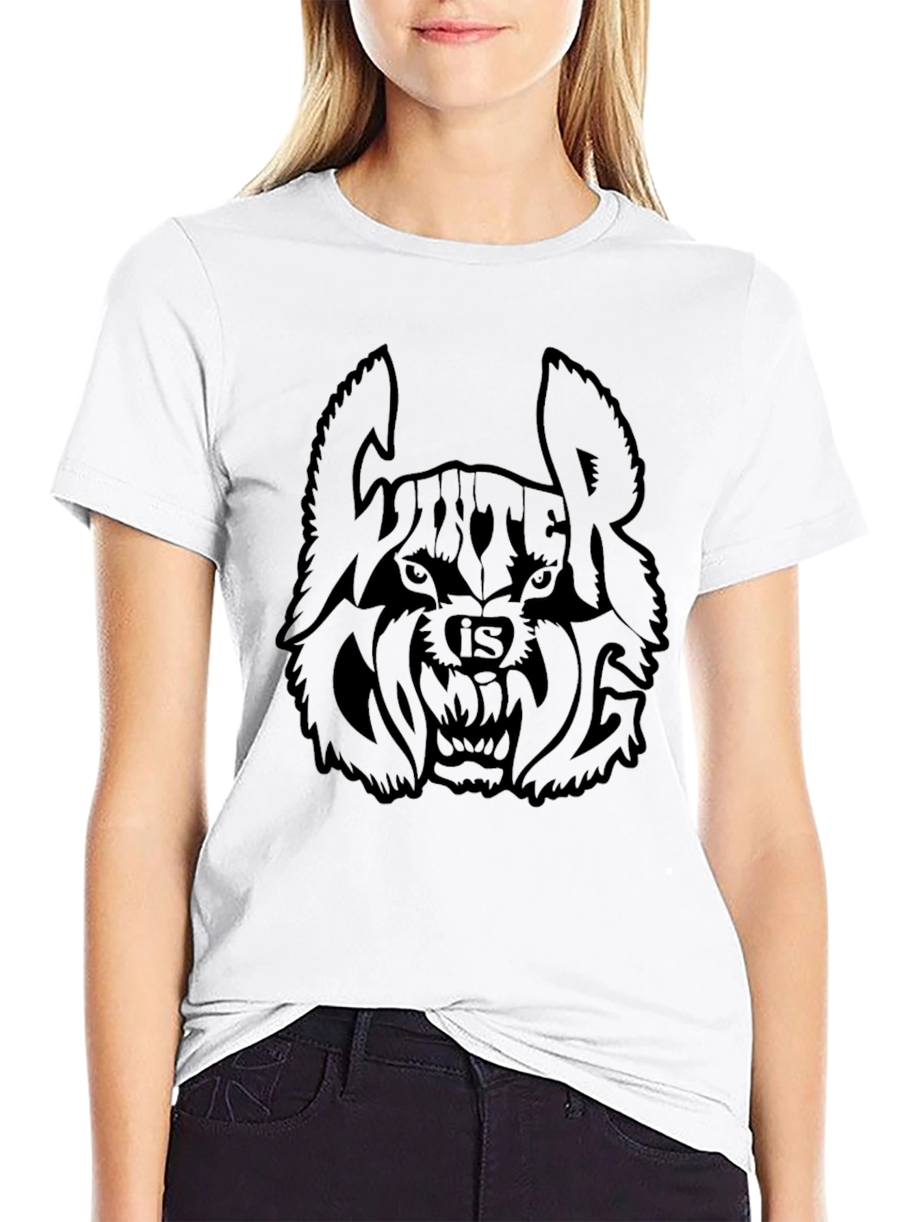 Mens Black Graphic Wolf T-Shirt