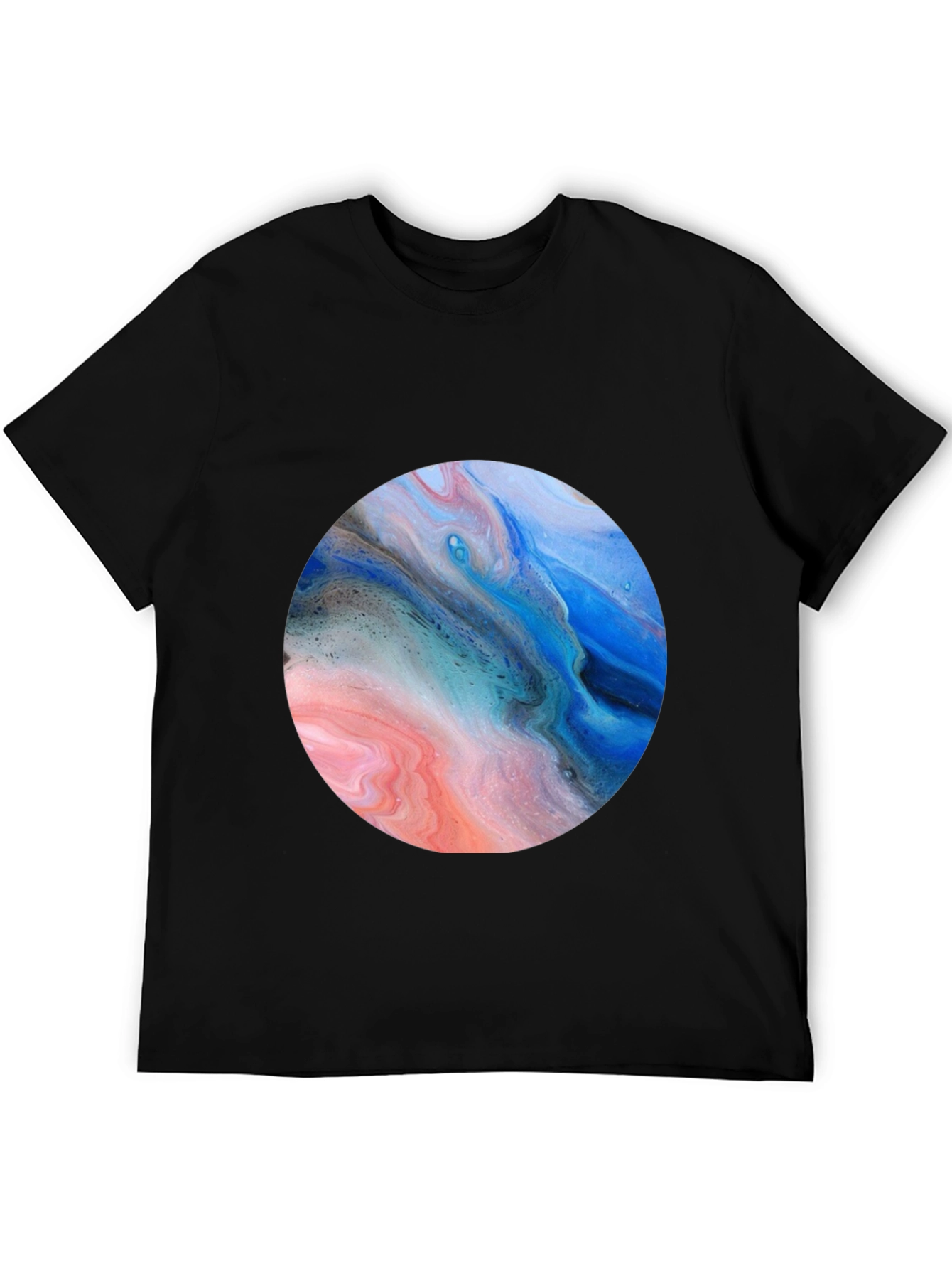Abstract Swirl Circle Graphic Black T-Shirt