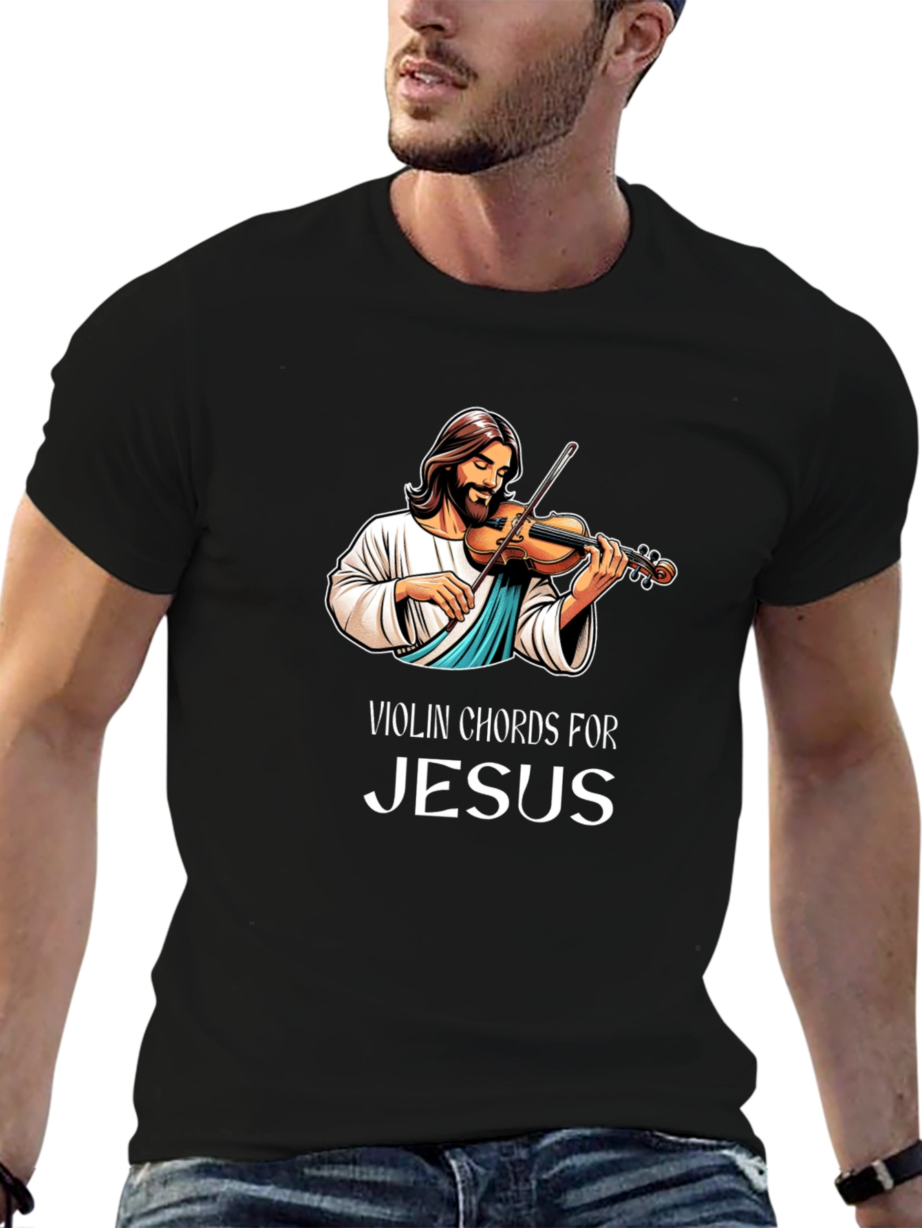 Violin Chords for Jesus Black Graphic T-Shirt