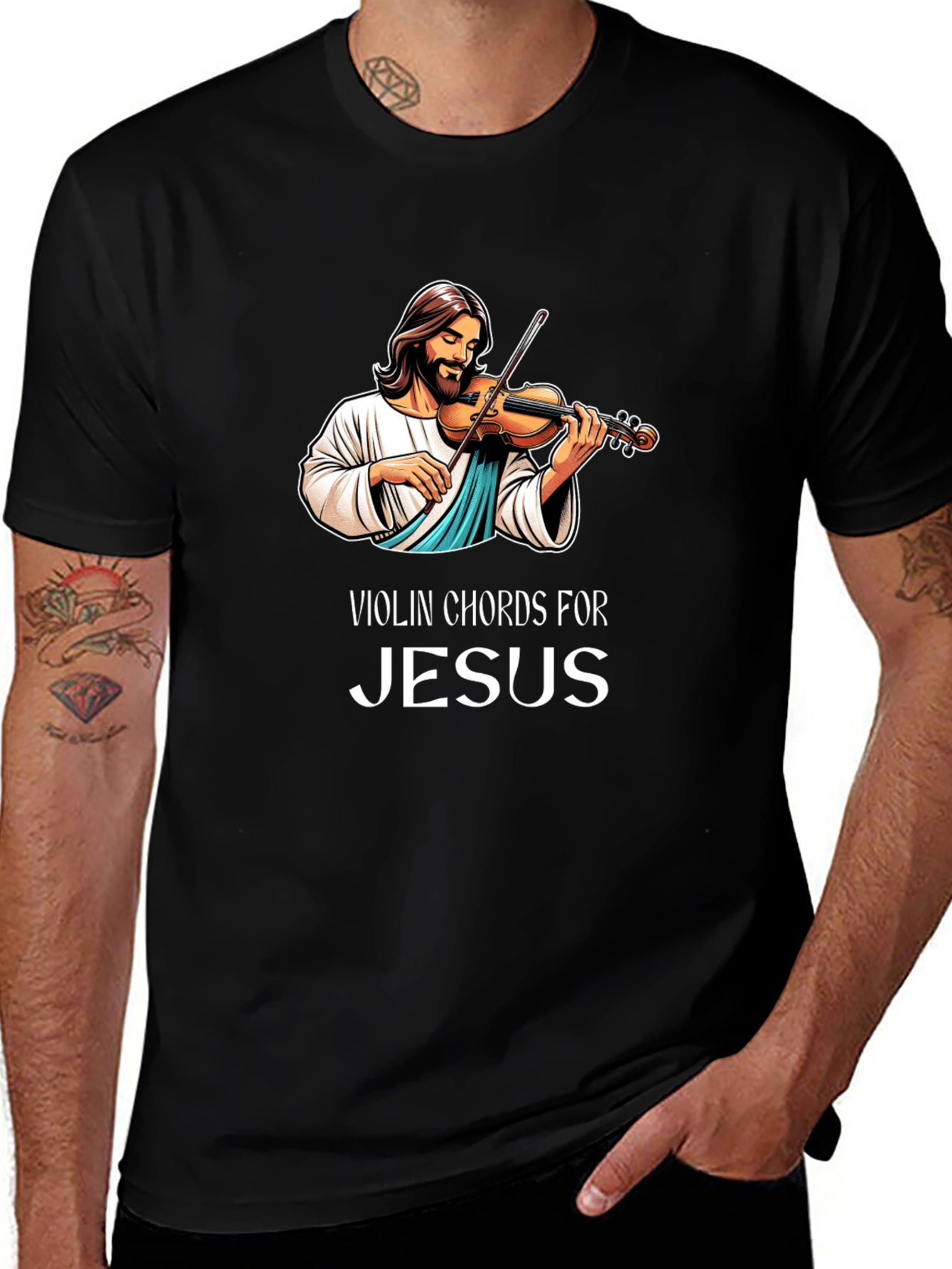 Violin Chords for Jesus Black Graphic T-Shirt