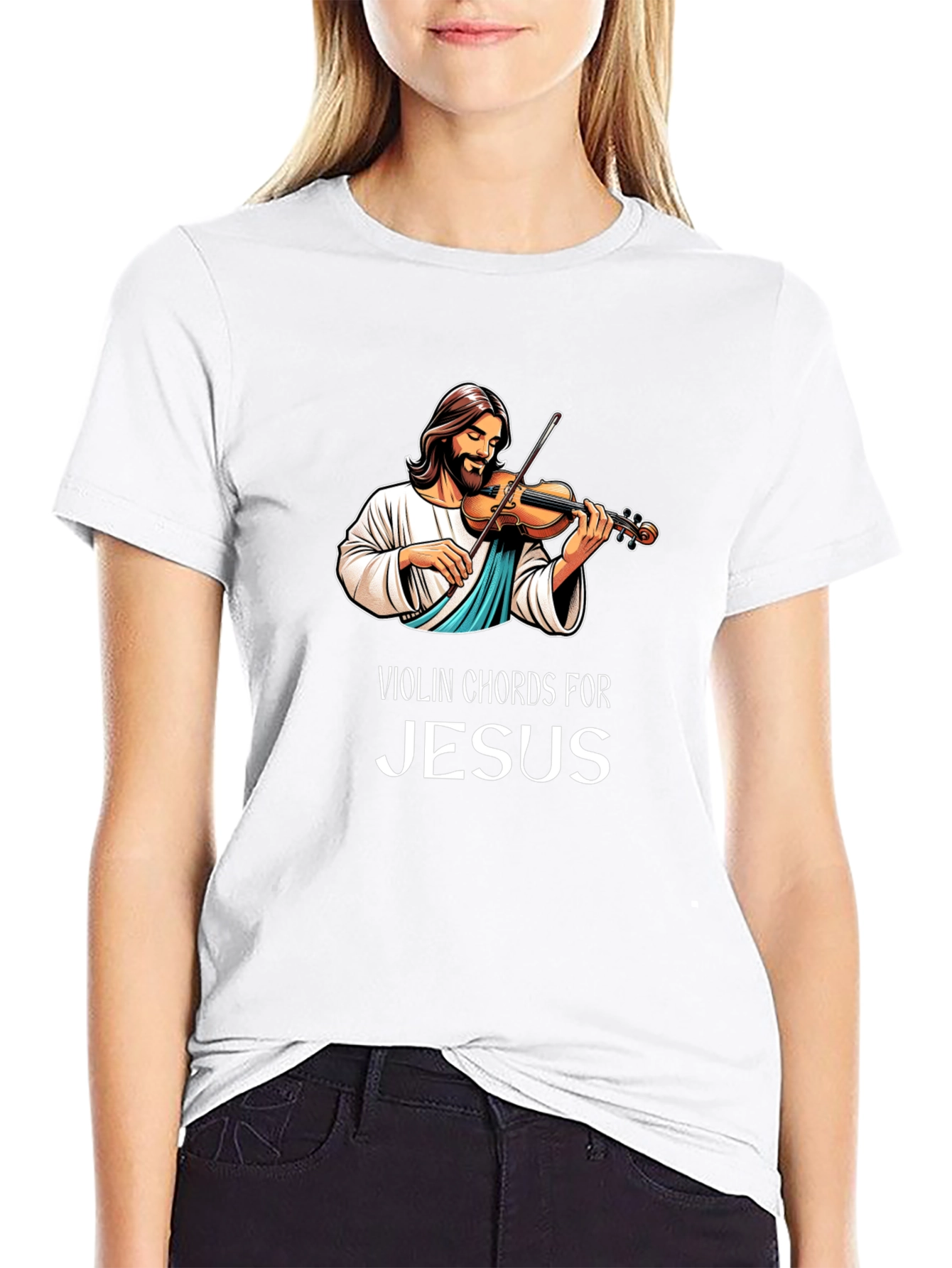 Violin Chords for Jesus Black Graphic T-Shirt