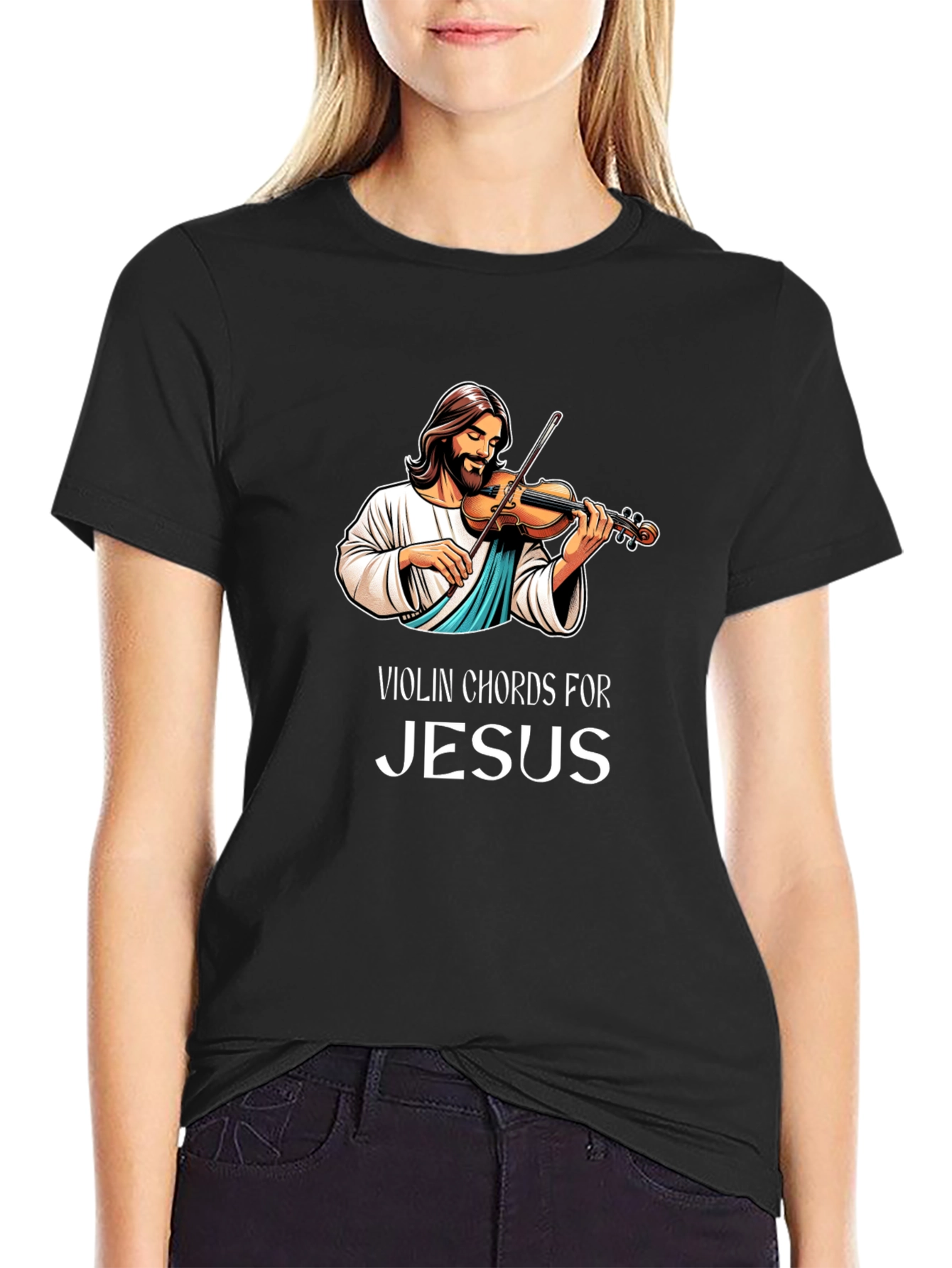 Violin Chords for Jesus Black Graphic T-Shirt