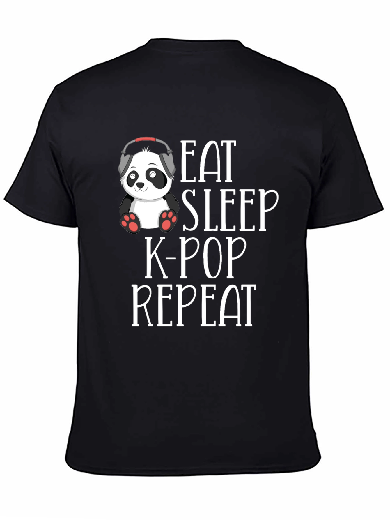 Eat Sleep K-Pop Repeat Black Graphic Tee Shirt