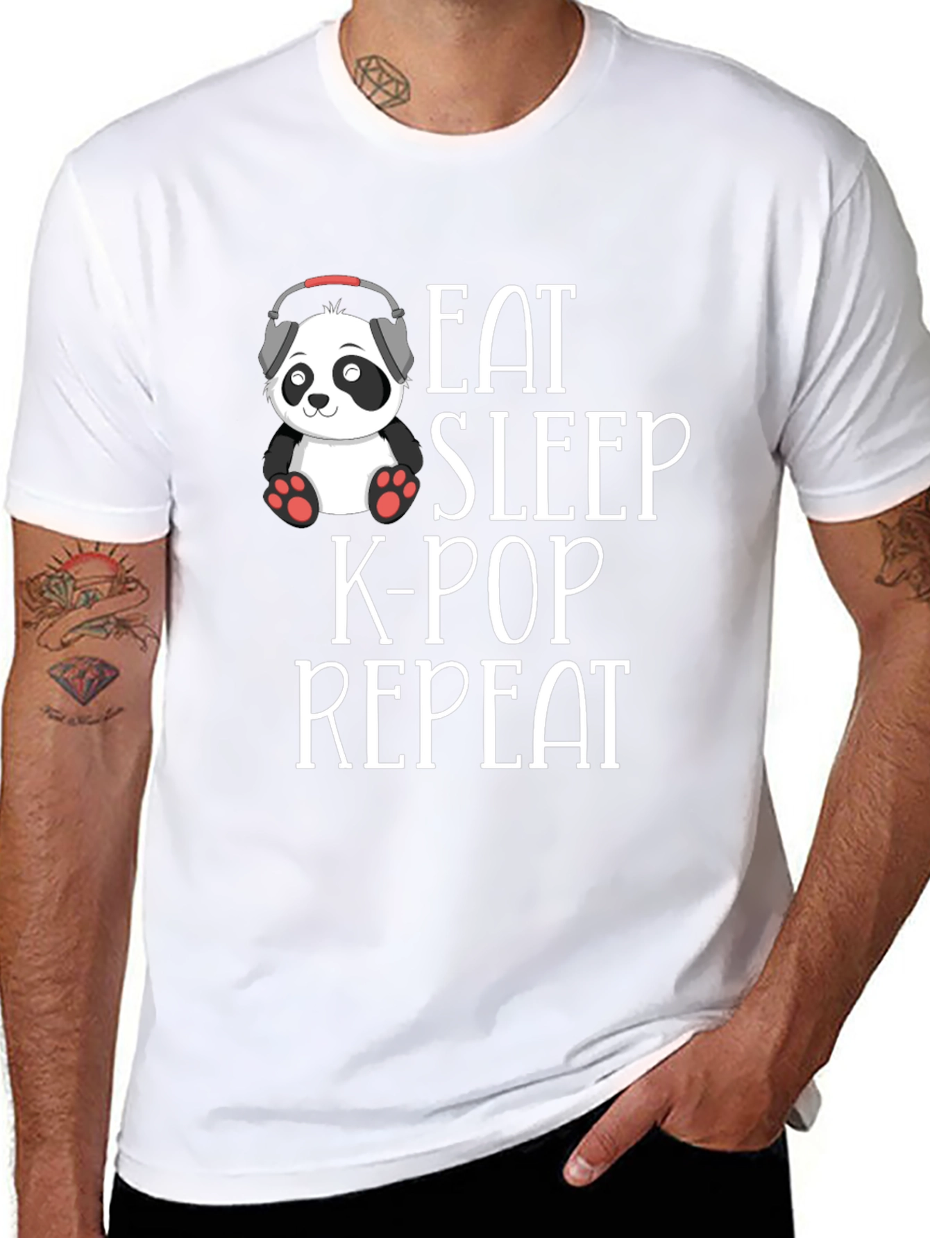 Eat Sleep K-Pop Repeat Black Graphic Tee Shirt