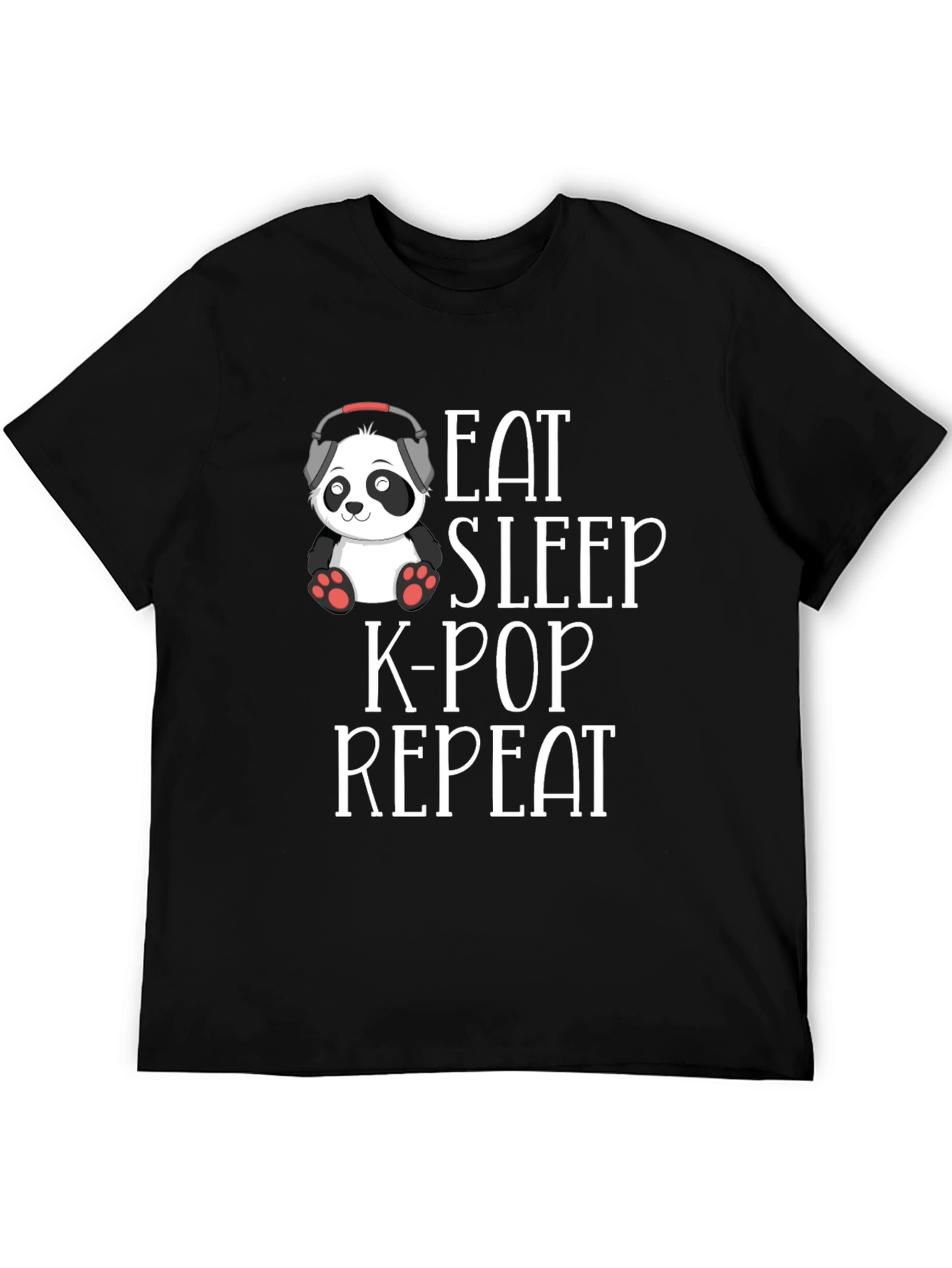 Eat Sleep K-Pop Repeat Black Graphic Tee Shirt
