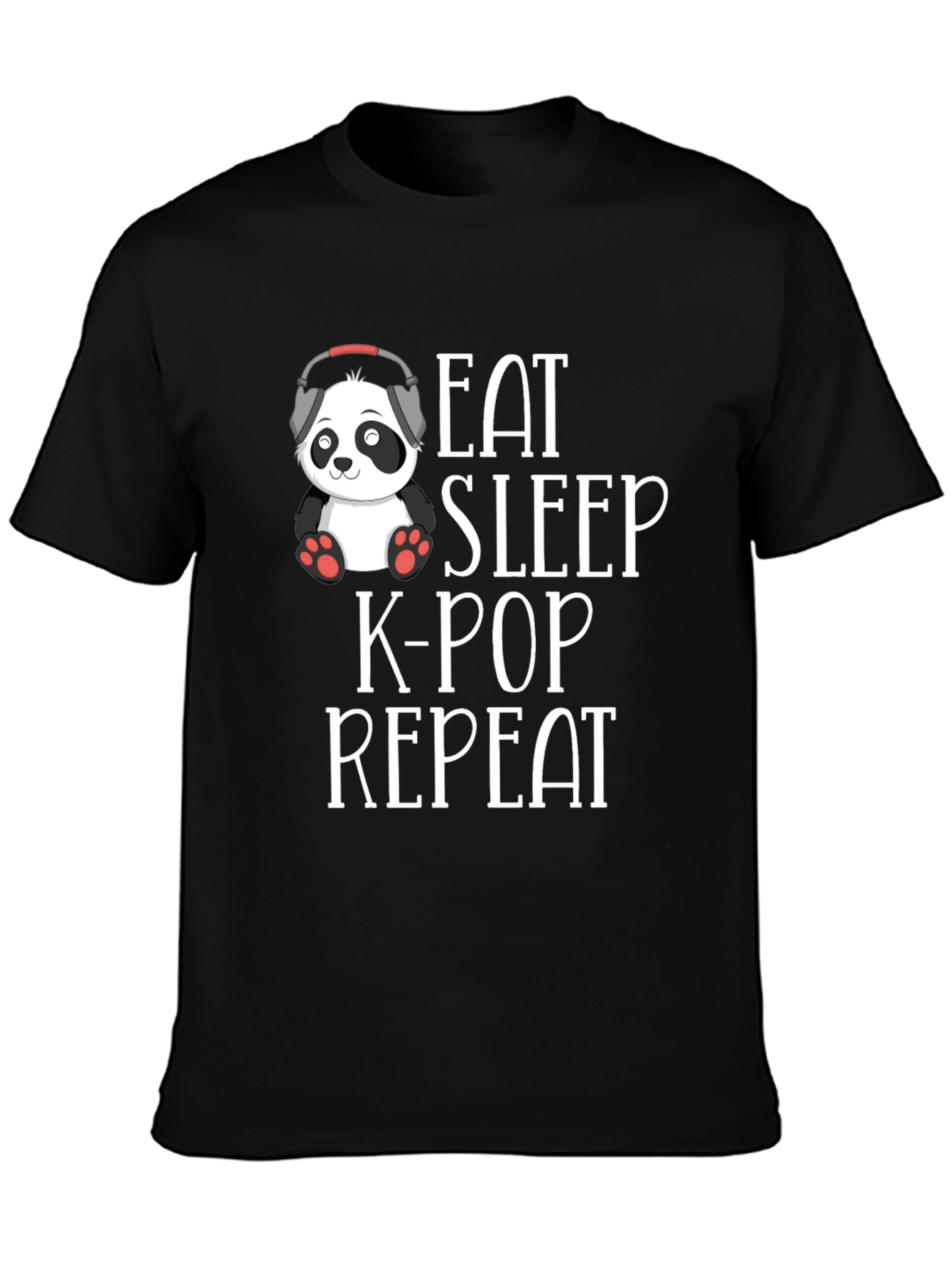 Eat Sleep K-Pop Repeat Black Graphic Tee Shirt