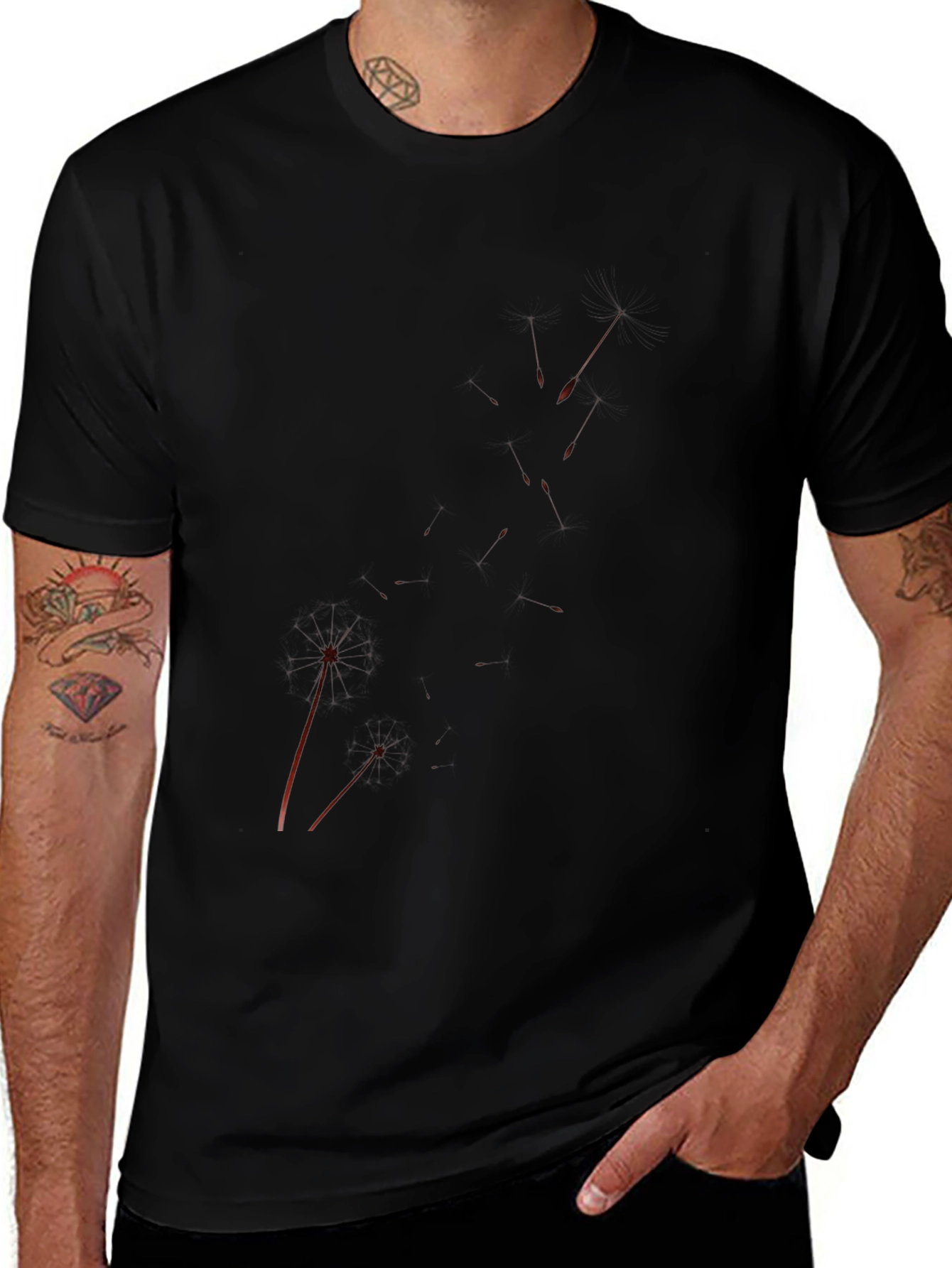 Mens Black Graphic Tee - Splatter Design
