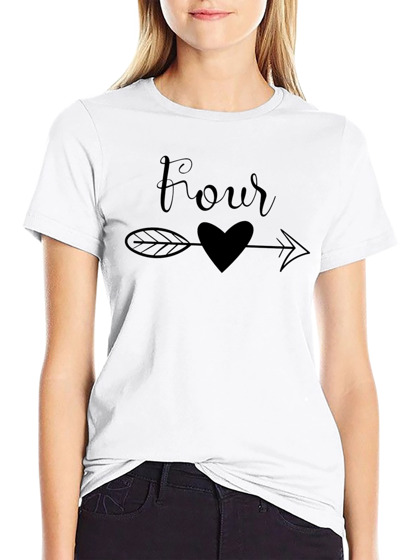 Four Heart Arrow T-Shirt - Black Cotton Tee