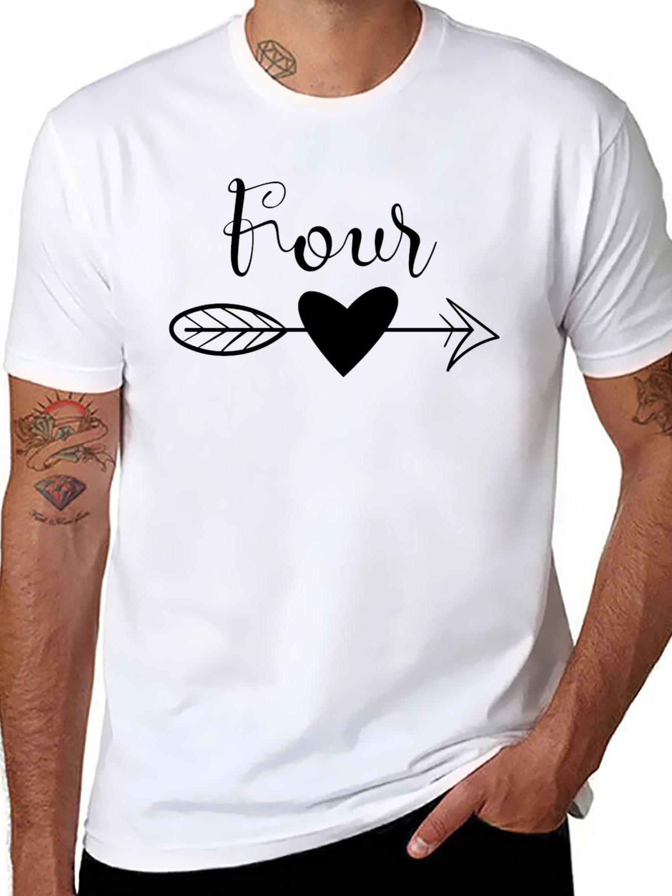 Four Heart Arrow T-Shirt - Black Cotton Tee