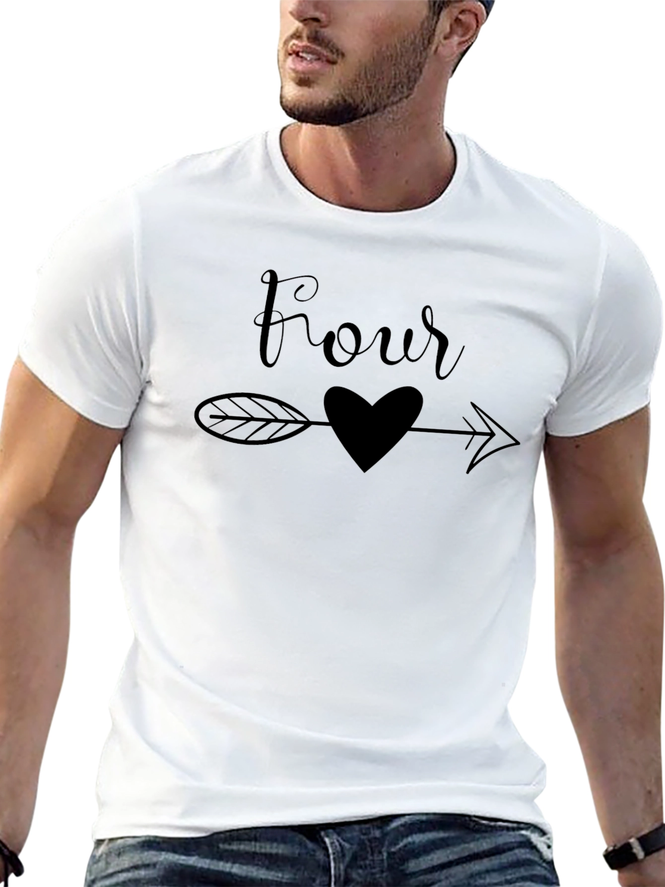 Four Heart Arrow T-Shirt - Black Cotton Tee