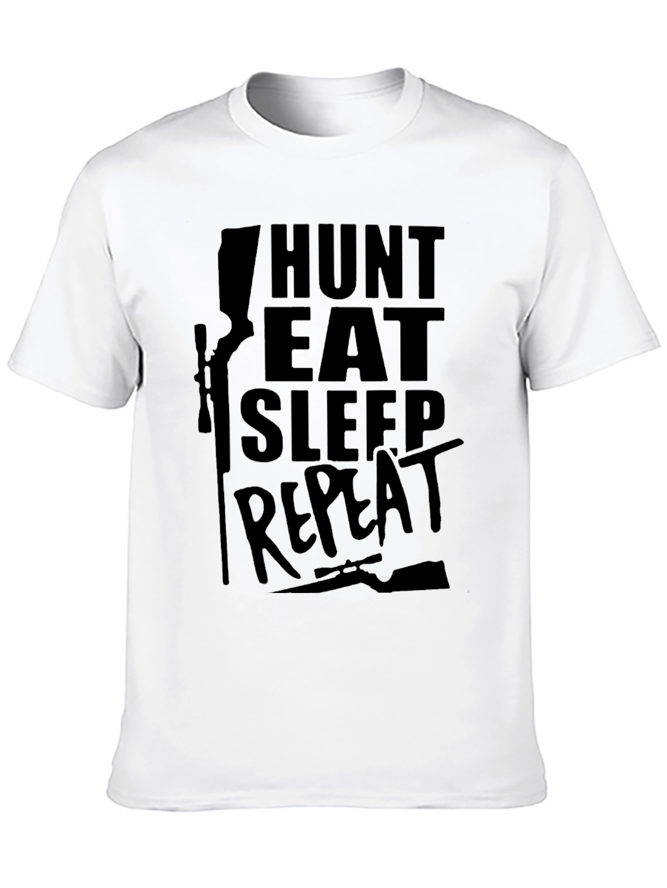 Hunt Eat Sleep Repeat Black Graphic T-Shirt