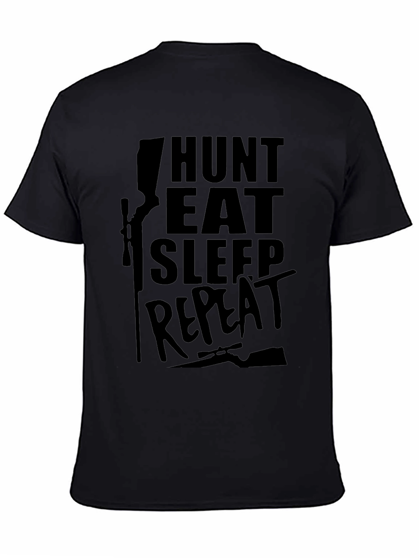 Hunt Eat Sleep Repeat Black Graphic T-Shirt