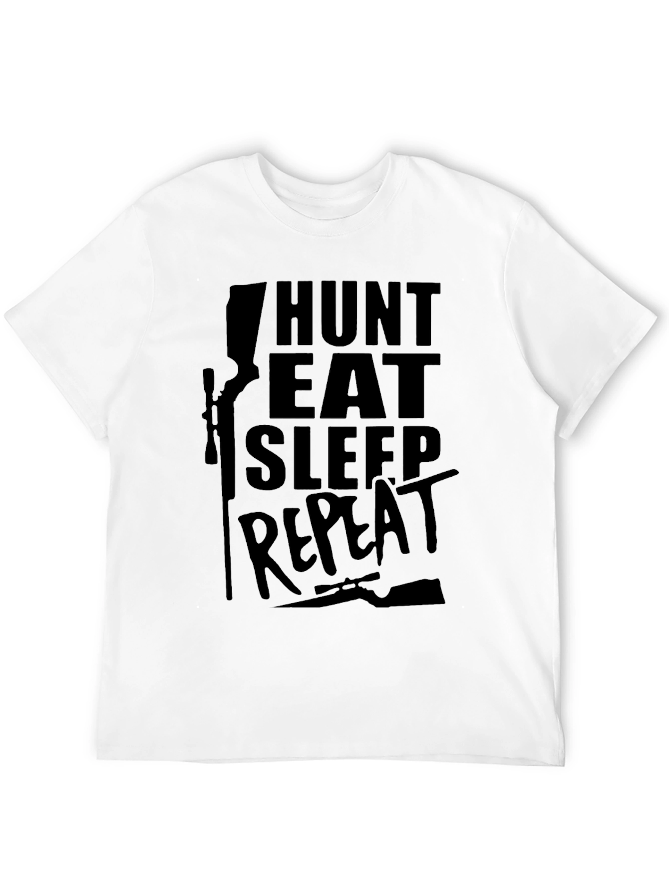 Hunt Eat Sleep Repeat Black Graphic T-Shirt