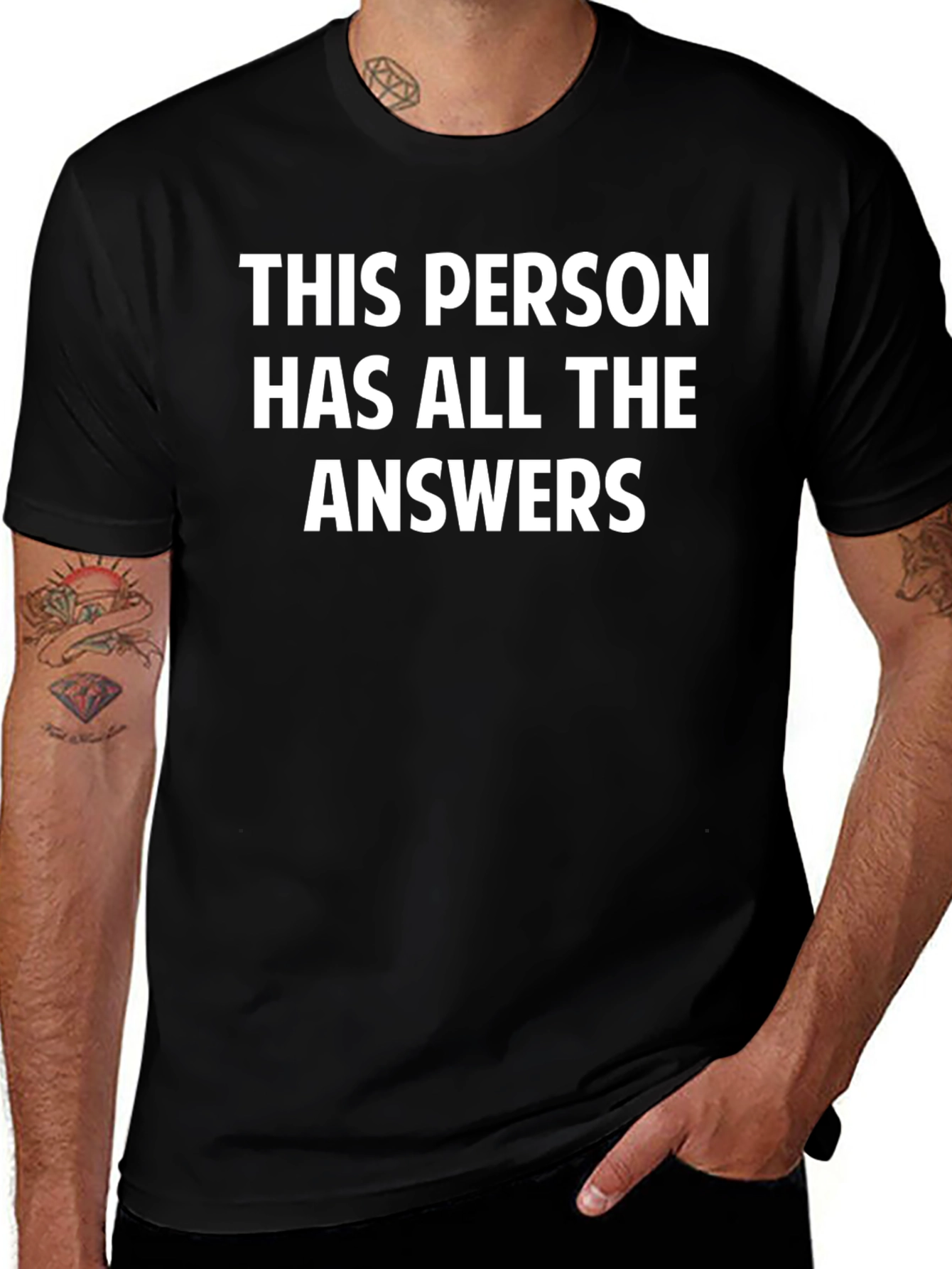 Funny The Answers Black Graphic Tee