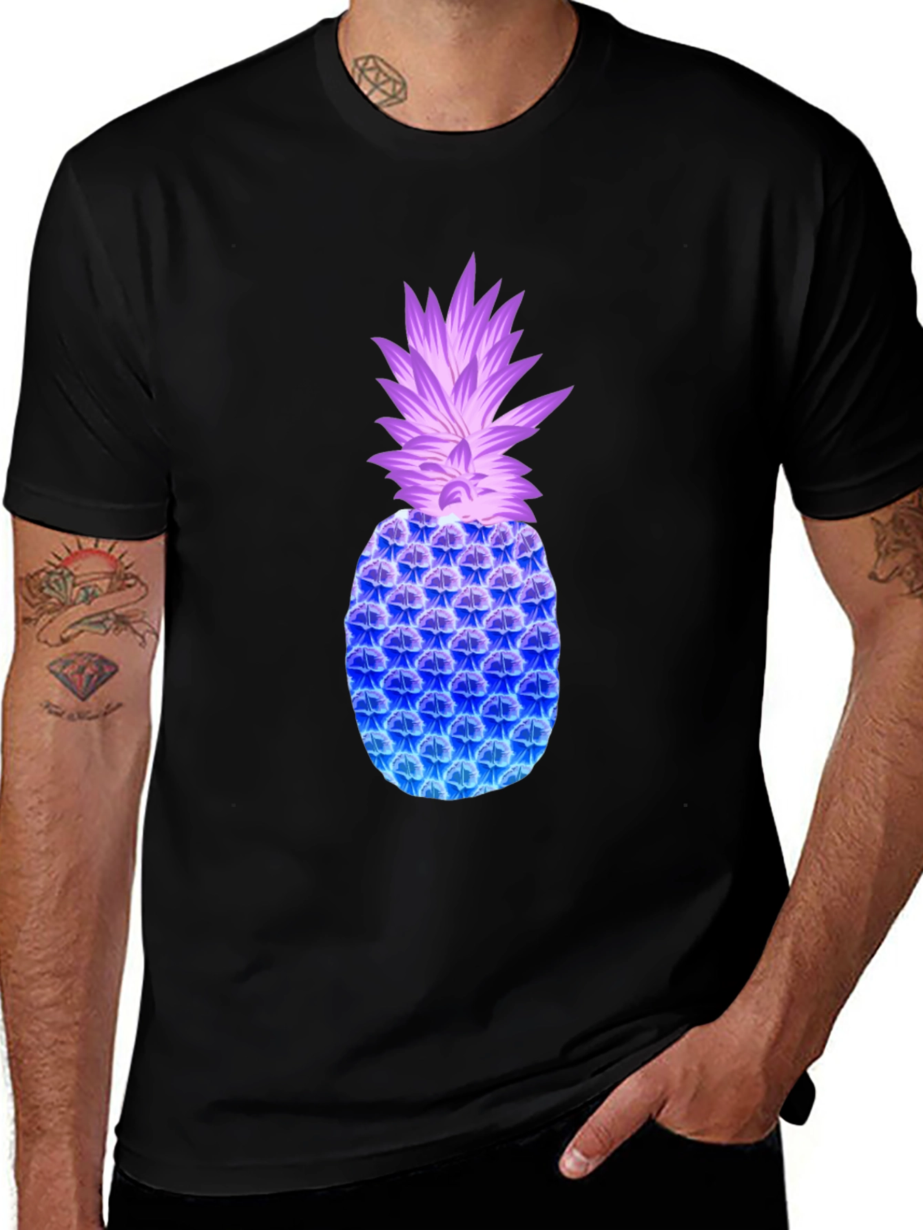 Neon Pineapple Graphic Tee - Modern Casual Style