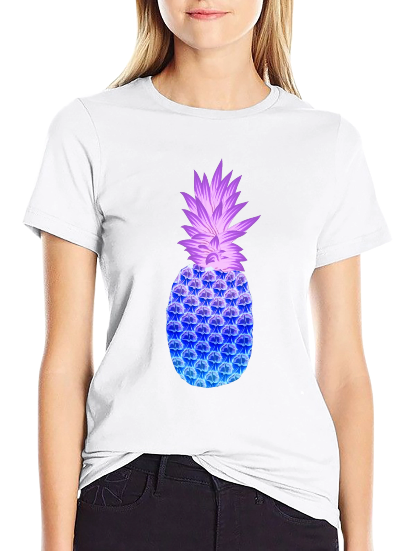 Neon Pineapple Graphic Tee - Modern Casual Style
