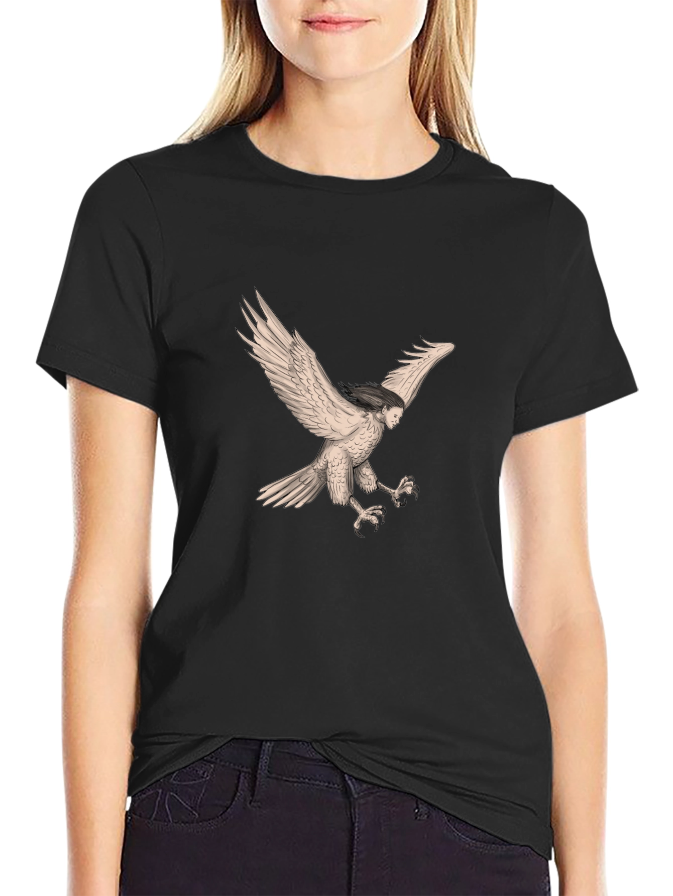Harpy Graphic Tee - Mythical Creature Black T-Shirt