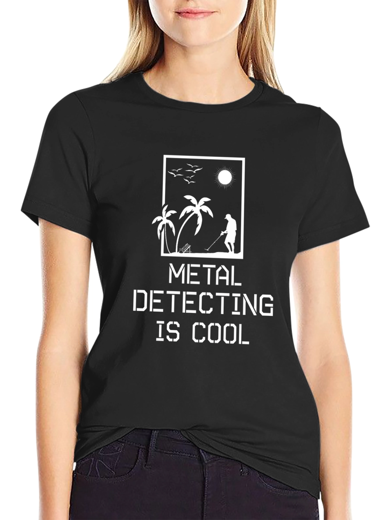 Metal Detecting Is Cool T-Shirt - Black Crew Neck
