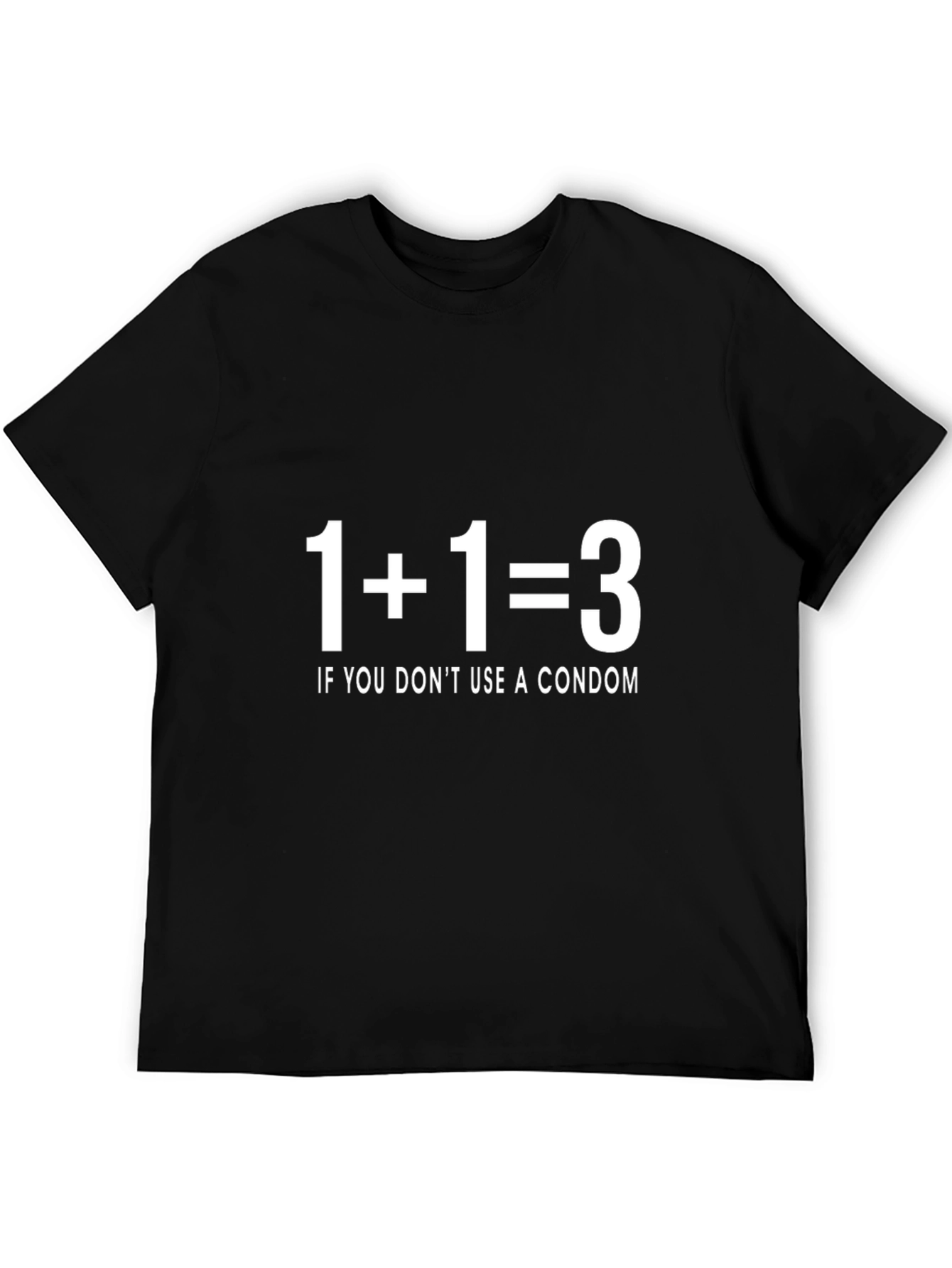 Funny 1+1=3 Condom Joke Graphic T-Shirt