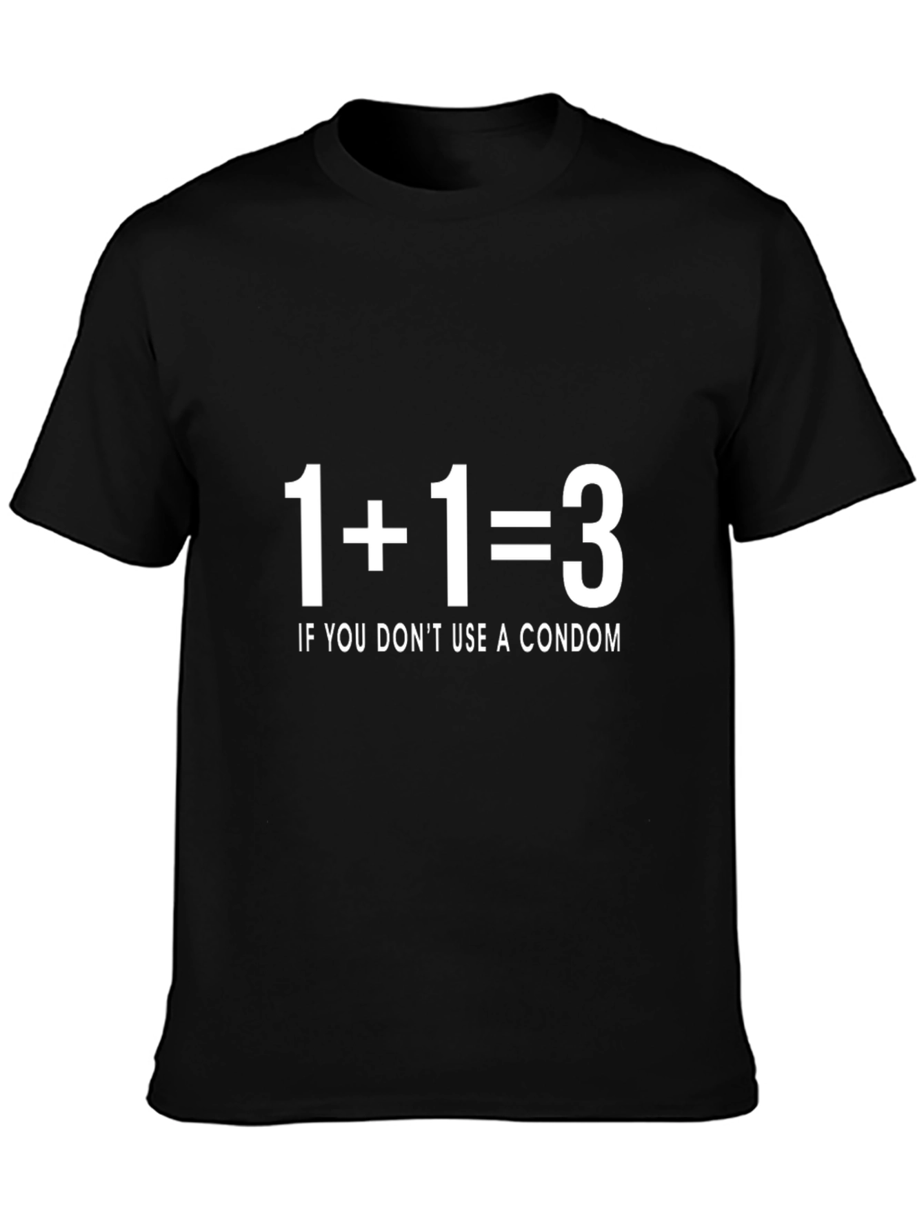 Funny 1+1=3 Condom Joke Graphic T-Shirt