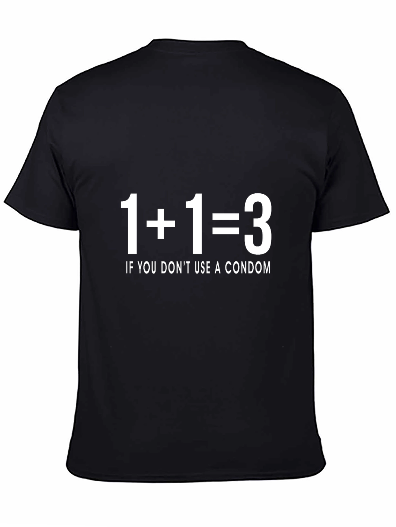 Funny 1+1=3 Condom Joke Graphic T-Shirt
