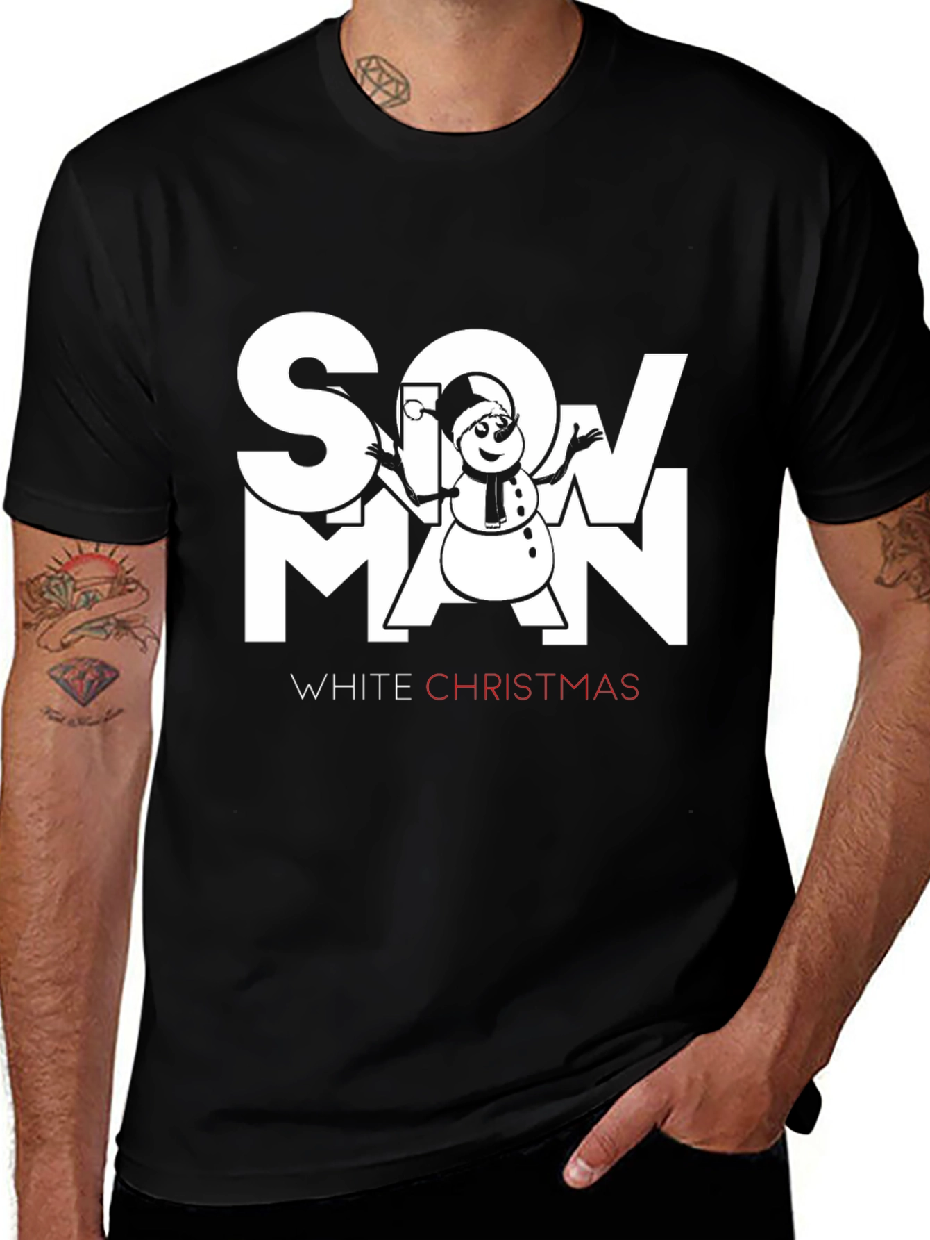 Snowman White Christmas Graphic T-Shirt