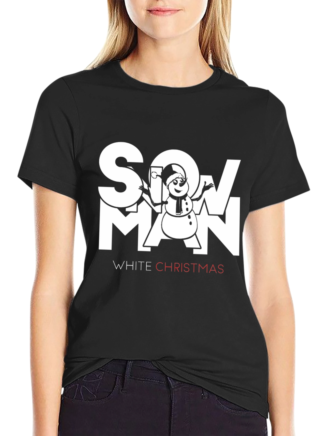 Snowman White Christmas Graphic T-Shirt