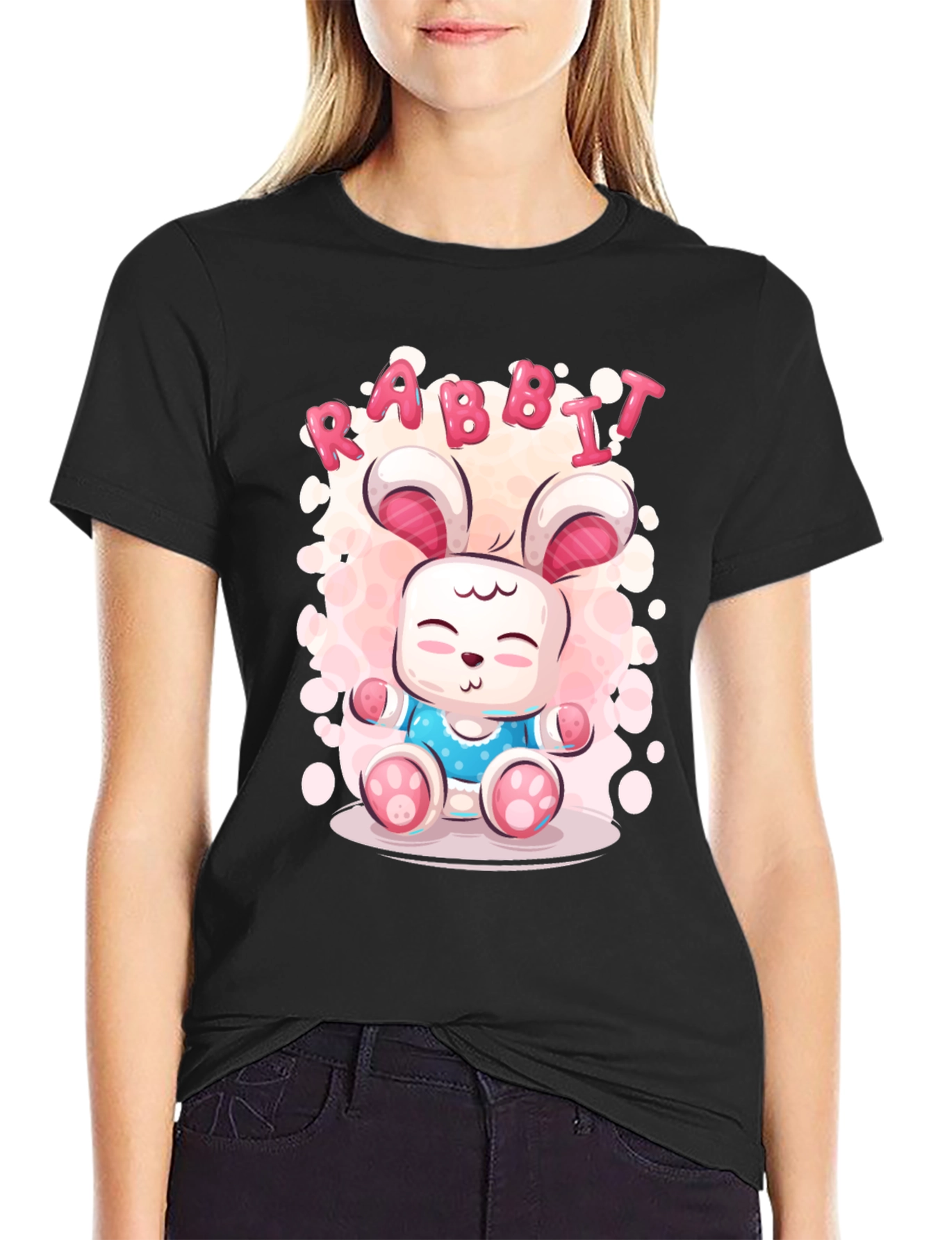 Cute Rabbit Cartoon Graphic T-Shirt