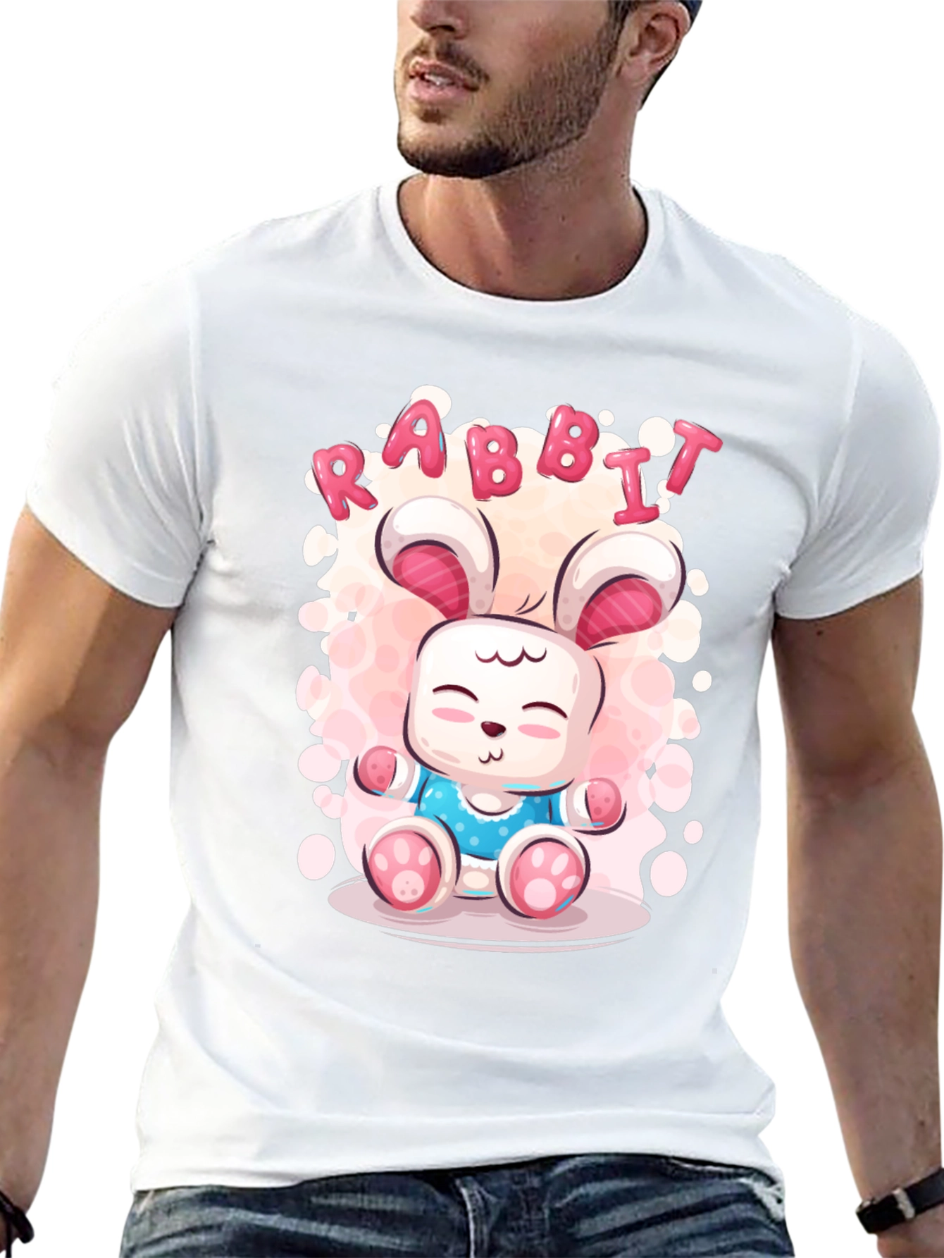 Cute Rabbit Cartoon Graphic T-Shirt
