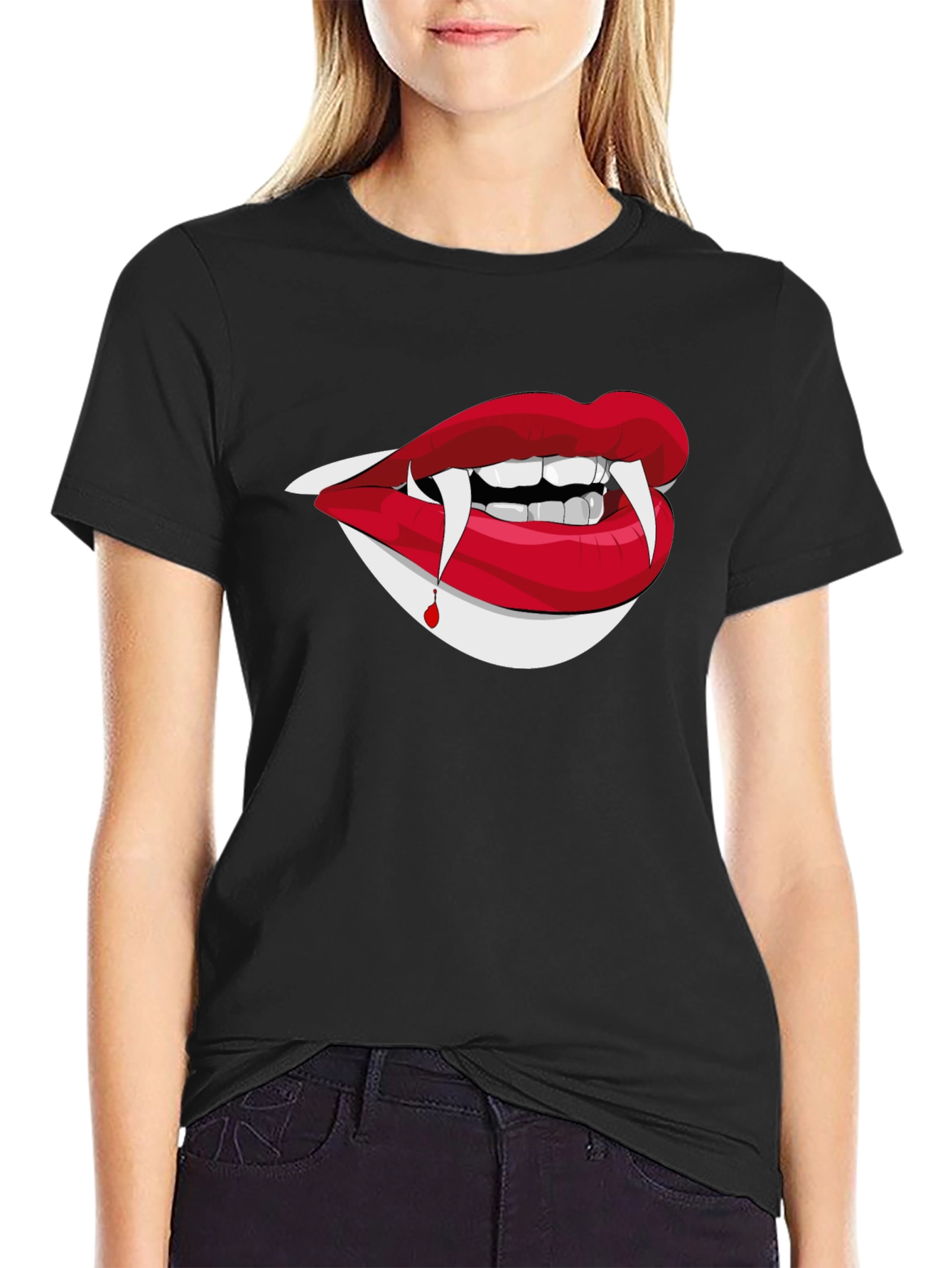 Vampire Lips Graphic Tee - Halloween Ready