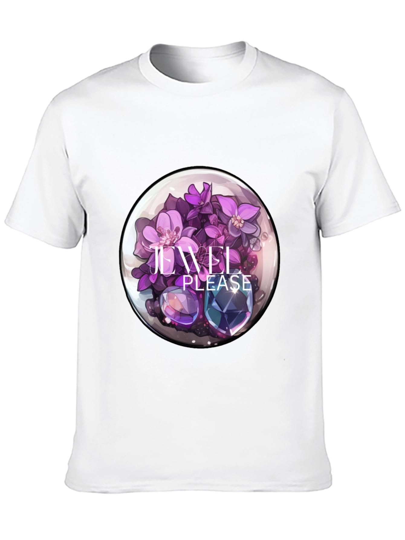 Floral Jewel Graphic Tee - Sleek Black T-Shirt