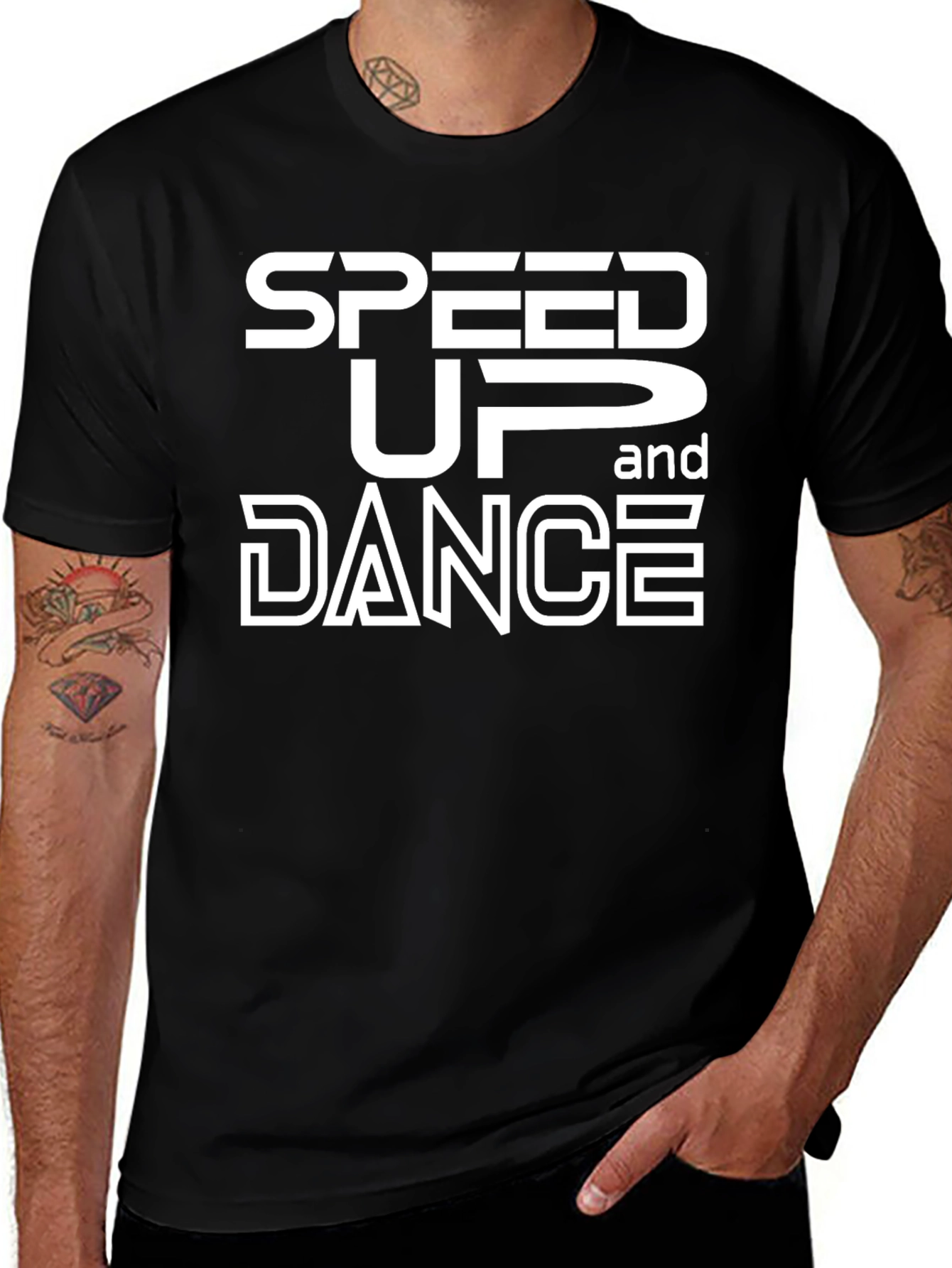 Speed Up and Dance Graphic Tee - Black