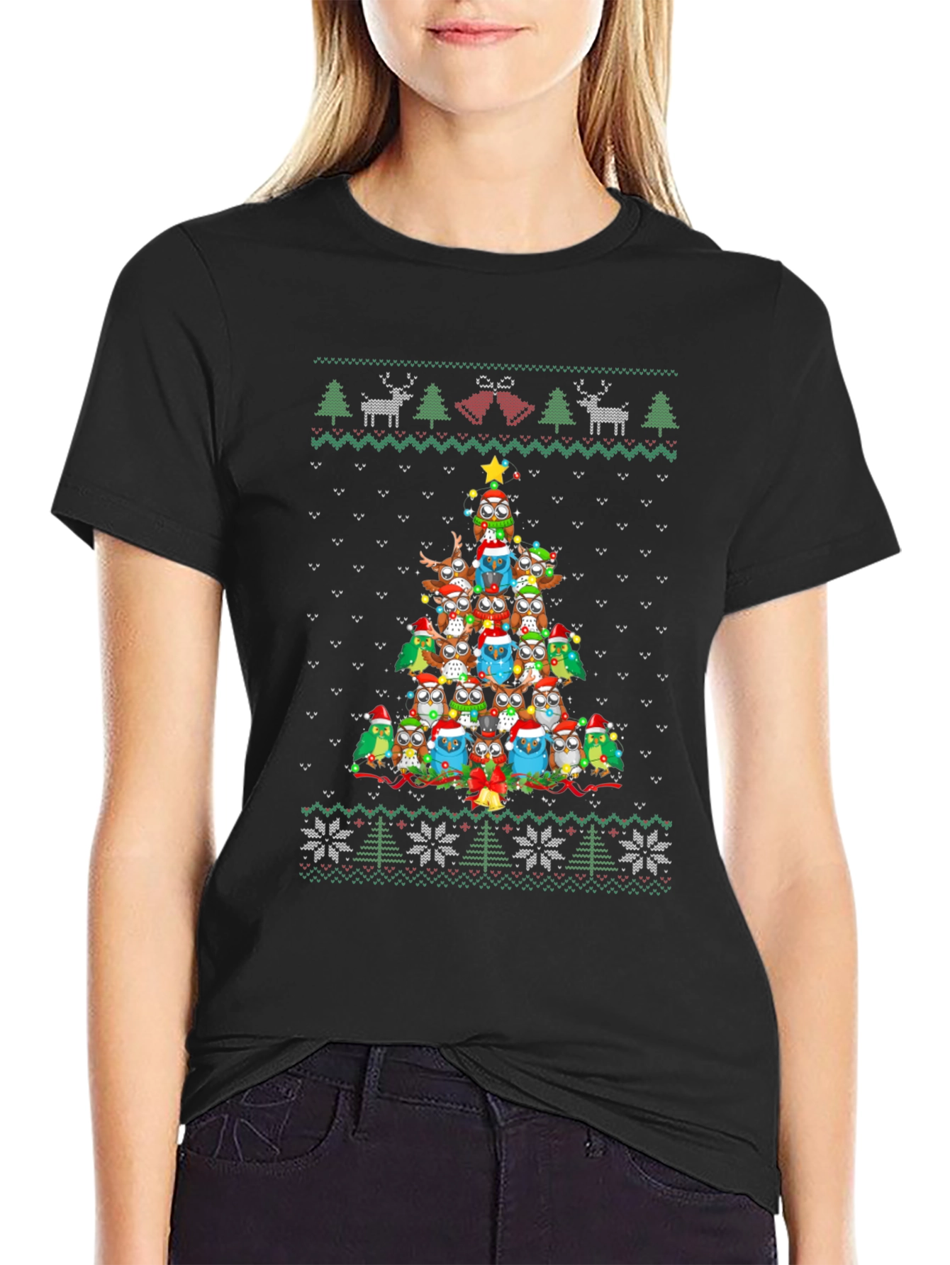 Owl Christmas Tree Ugly Christmas Sweater T-Shirt