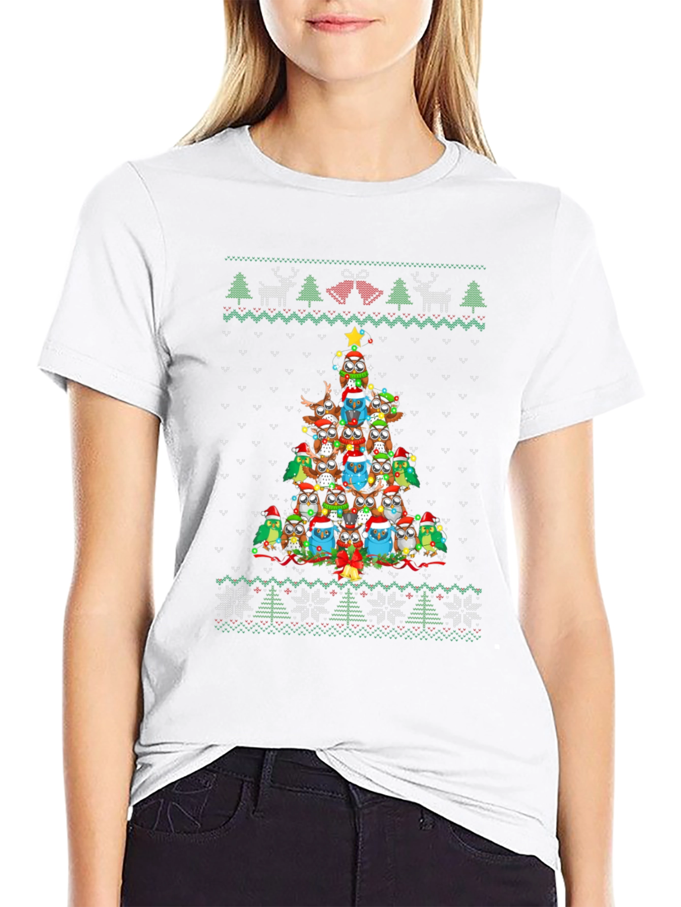 Owl Christmas Tree Ugly Christmas Sweater T-Shirt