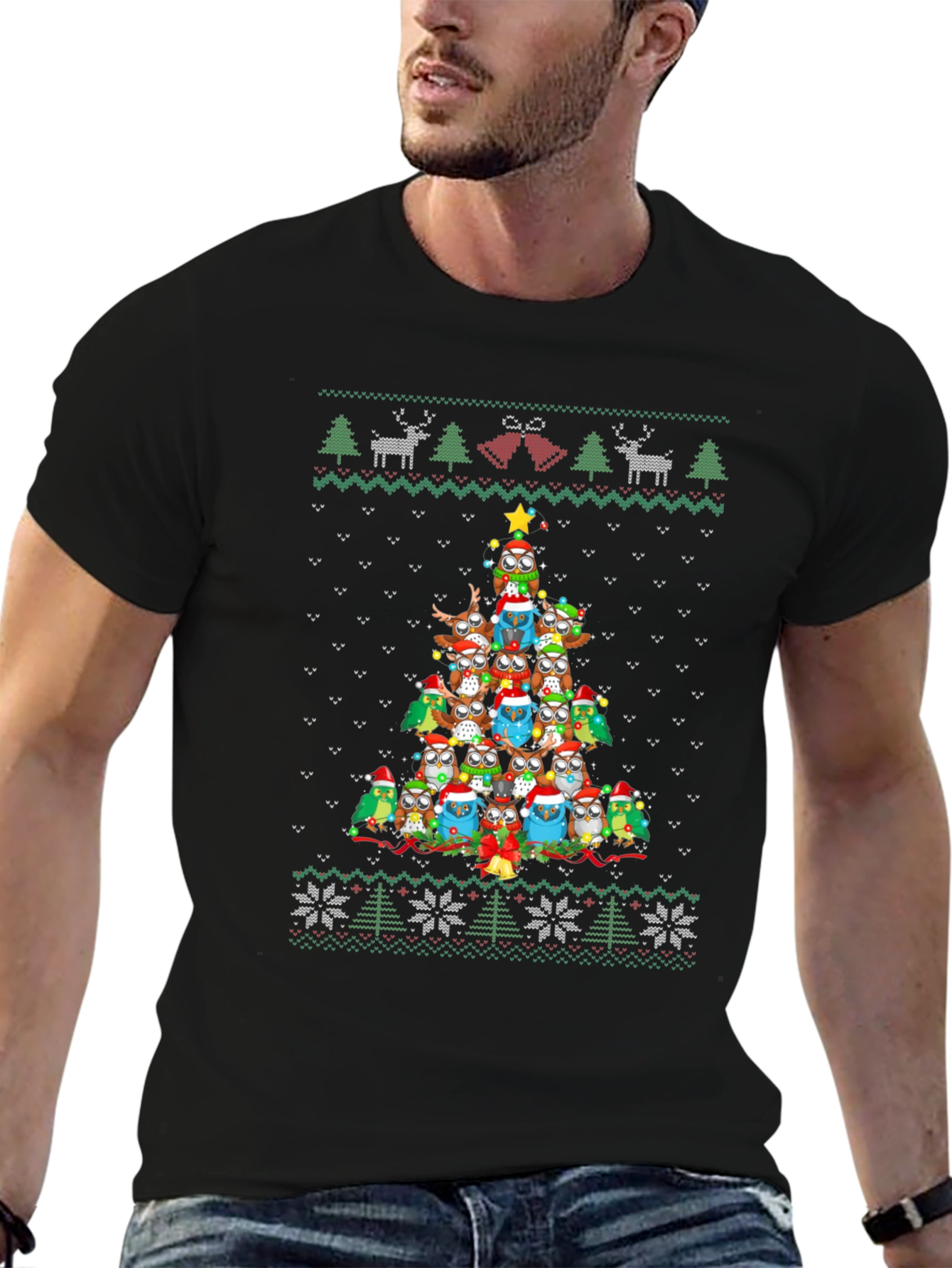 Owl Christmas Tree Ugly Christmas Sweater T-Shirt