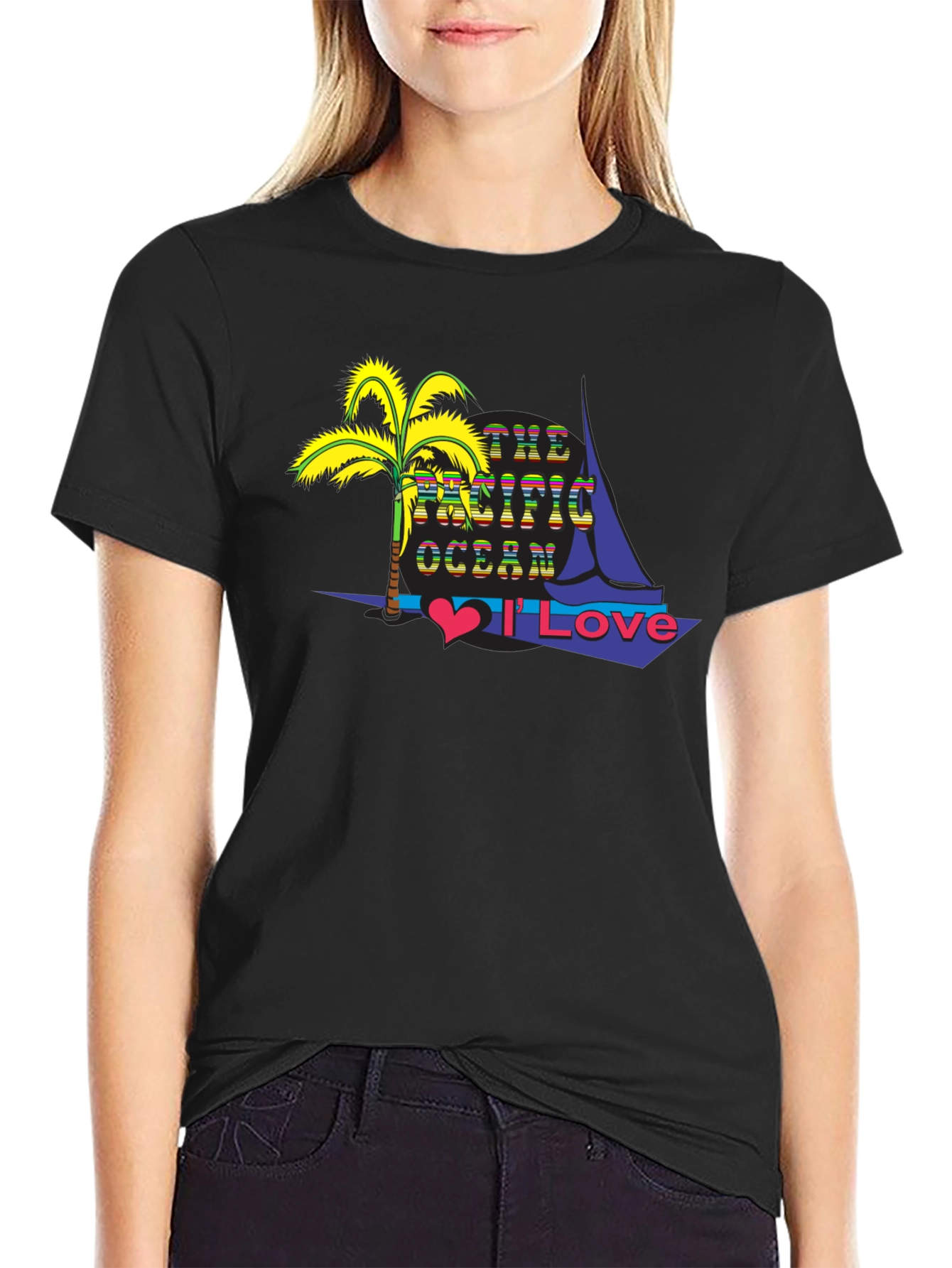 Pacific Ocean Lover Black T-Shirt